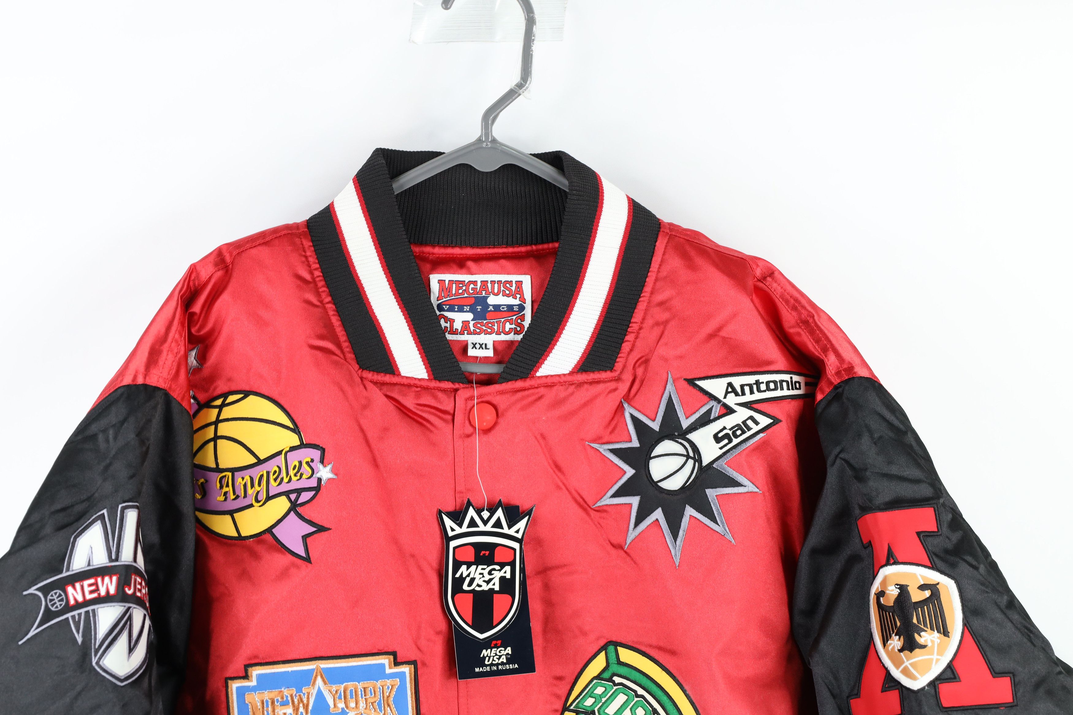 NOS Vintage 90s Streetwear Team Logo Satin Bomber Jacket