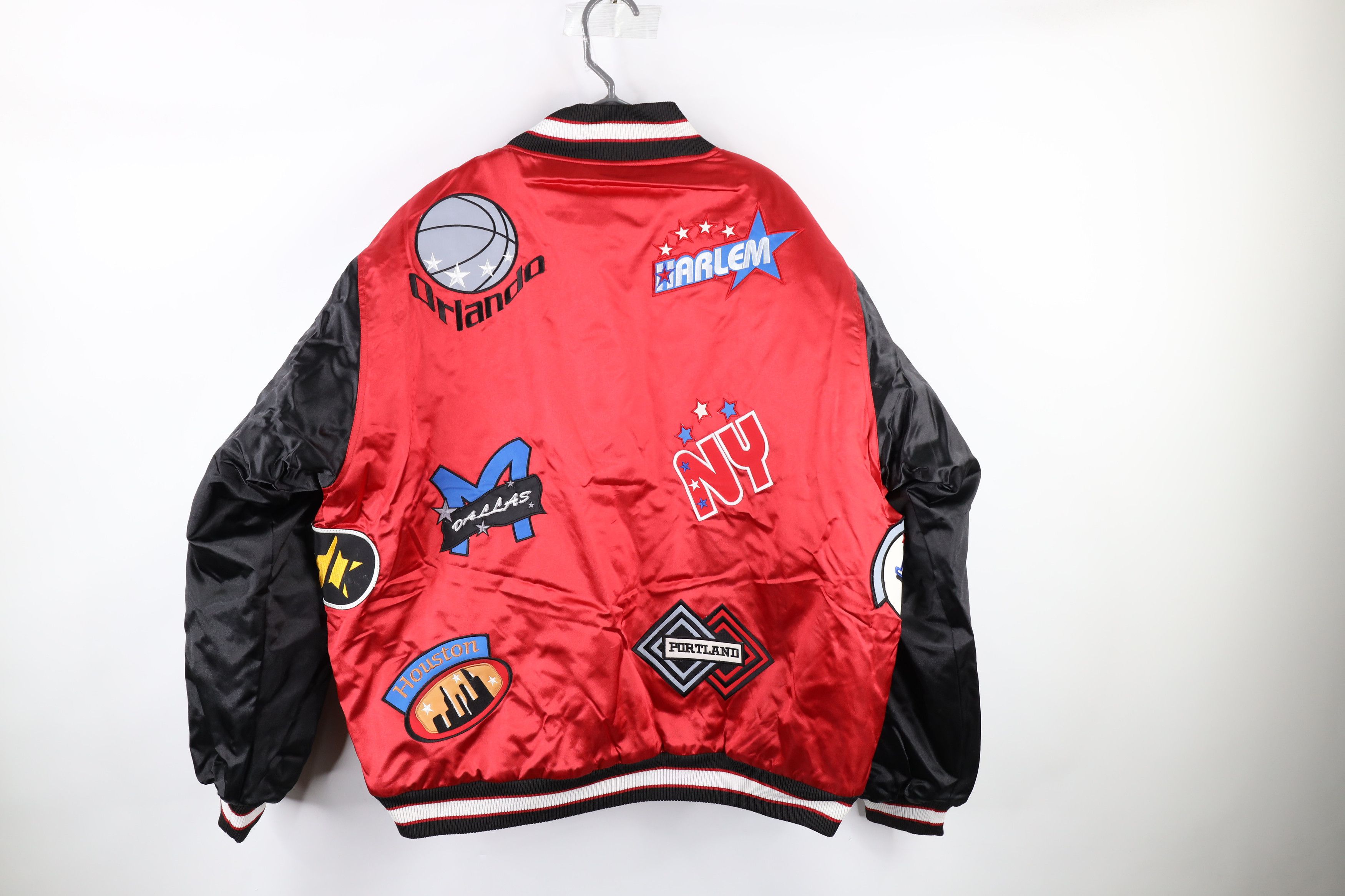 NOS Vintage 90s Streetwear Team Logo Satin Bomber Jacket