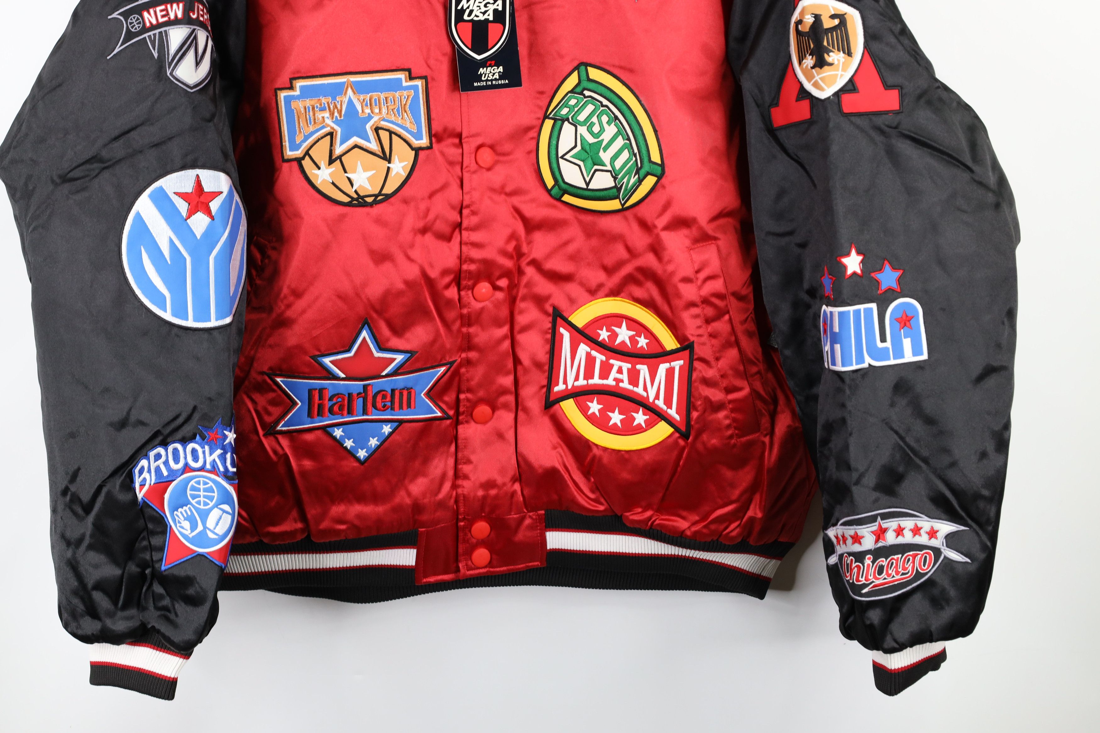 NOS Vintage 90s Streetwear Team Logo Satin Bomber Jacket