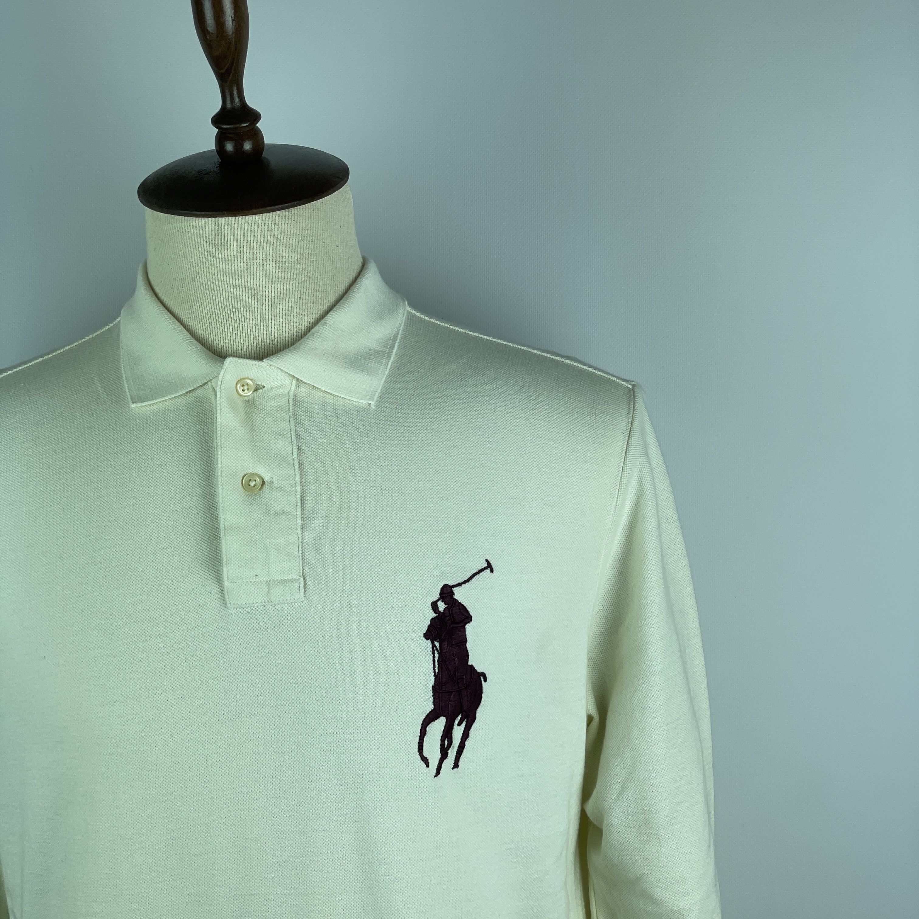 Men`s Polo Ralph Lauren Number 3 Longsleeve Beige Polo