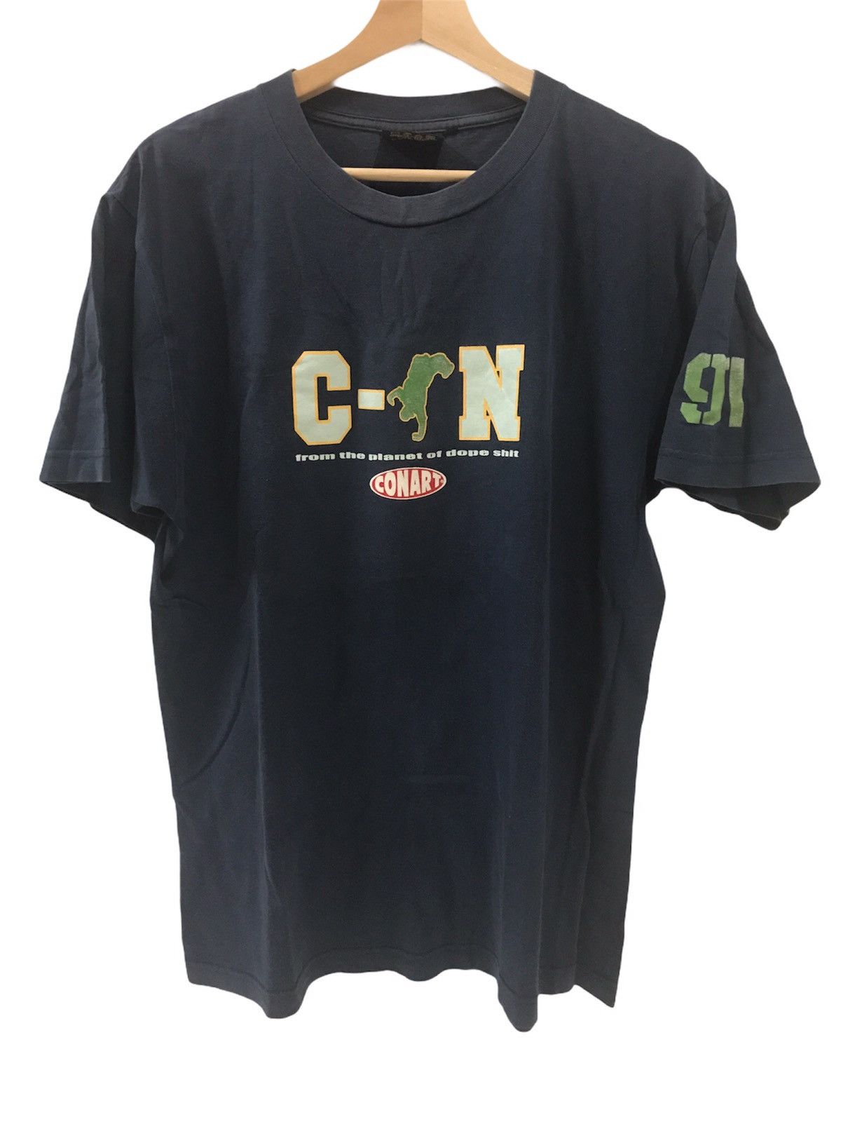 image of Rap Tees x Vintage Conart 91 Hip Hop & Graffiti Streetwear Tee in Blue, Men's (Size Large)