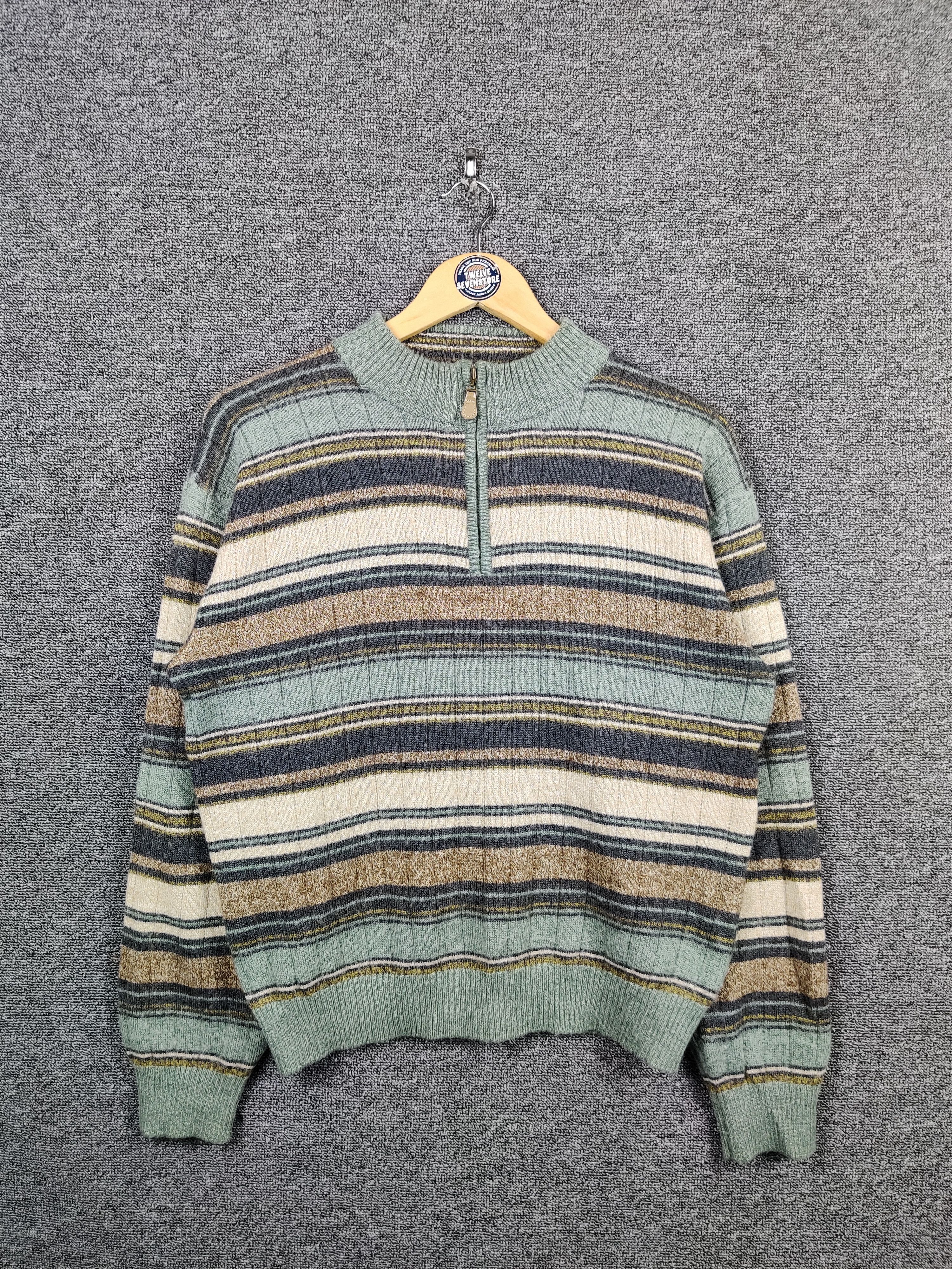 Japanese Brand Vintage Bay Hill Stripe Half Zipper Knit Sweater Size US L / EU 52-54 / 3 - 1 Thumbnail