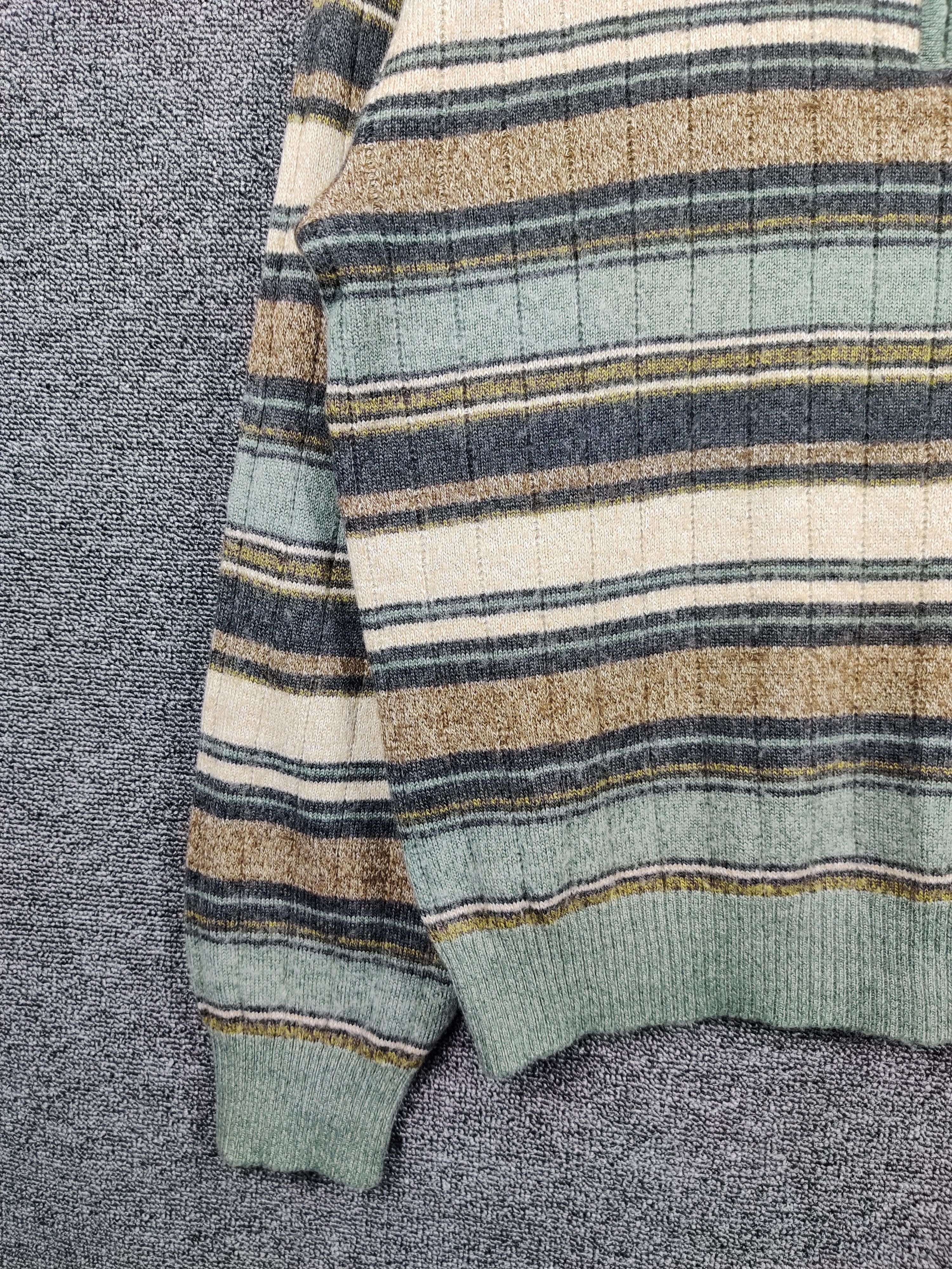 Japanese Brand Vintage Bay Hill Stripe Half Zipper Knit Sweater Size US L / EU 52-54 / 3 - 6 Thumbnail