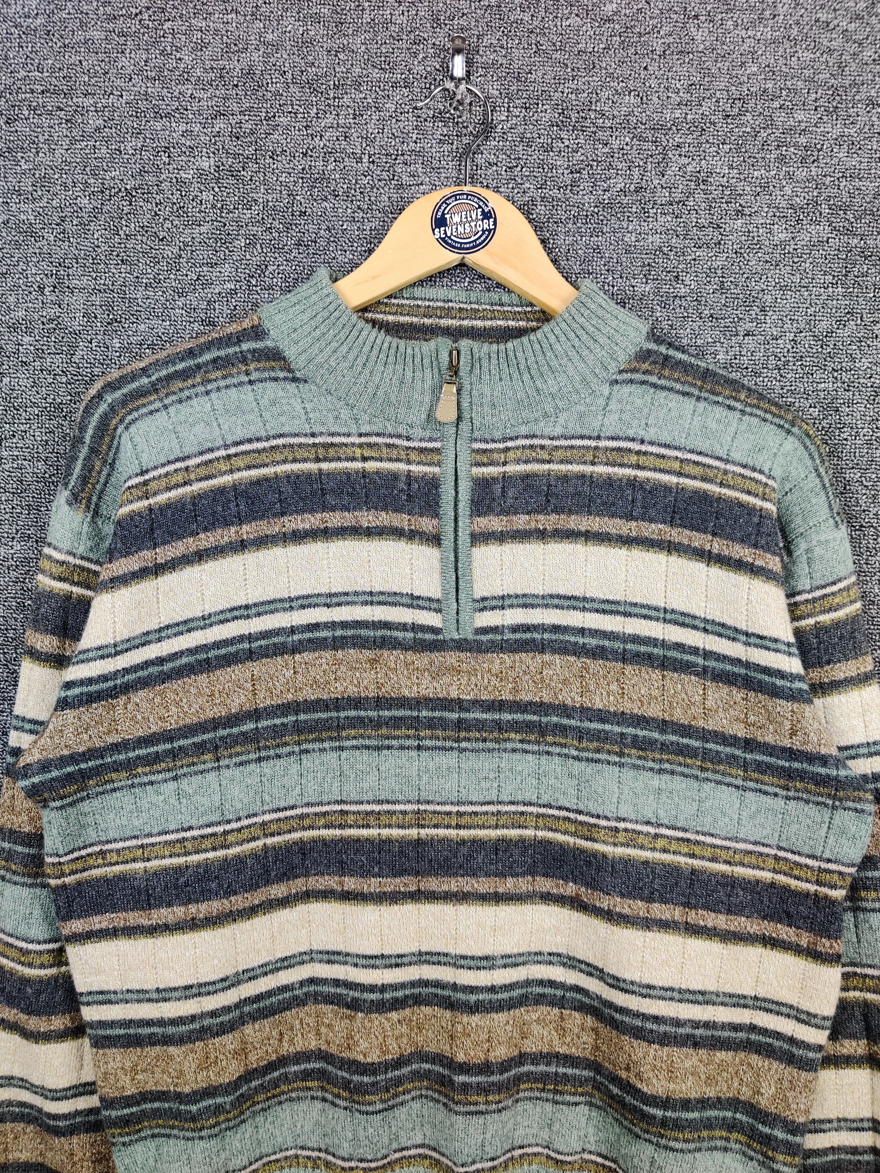 Japanese Brand Vintage Bay Hill Stripe Half Zipper Knit Sweater Size US L / EU 52-54 / 3 - 4 Thumbnail