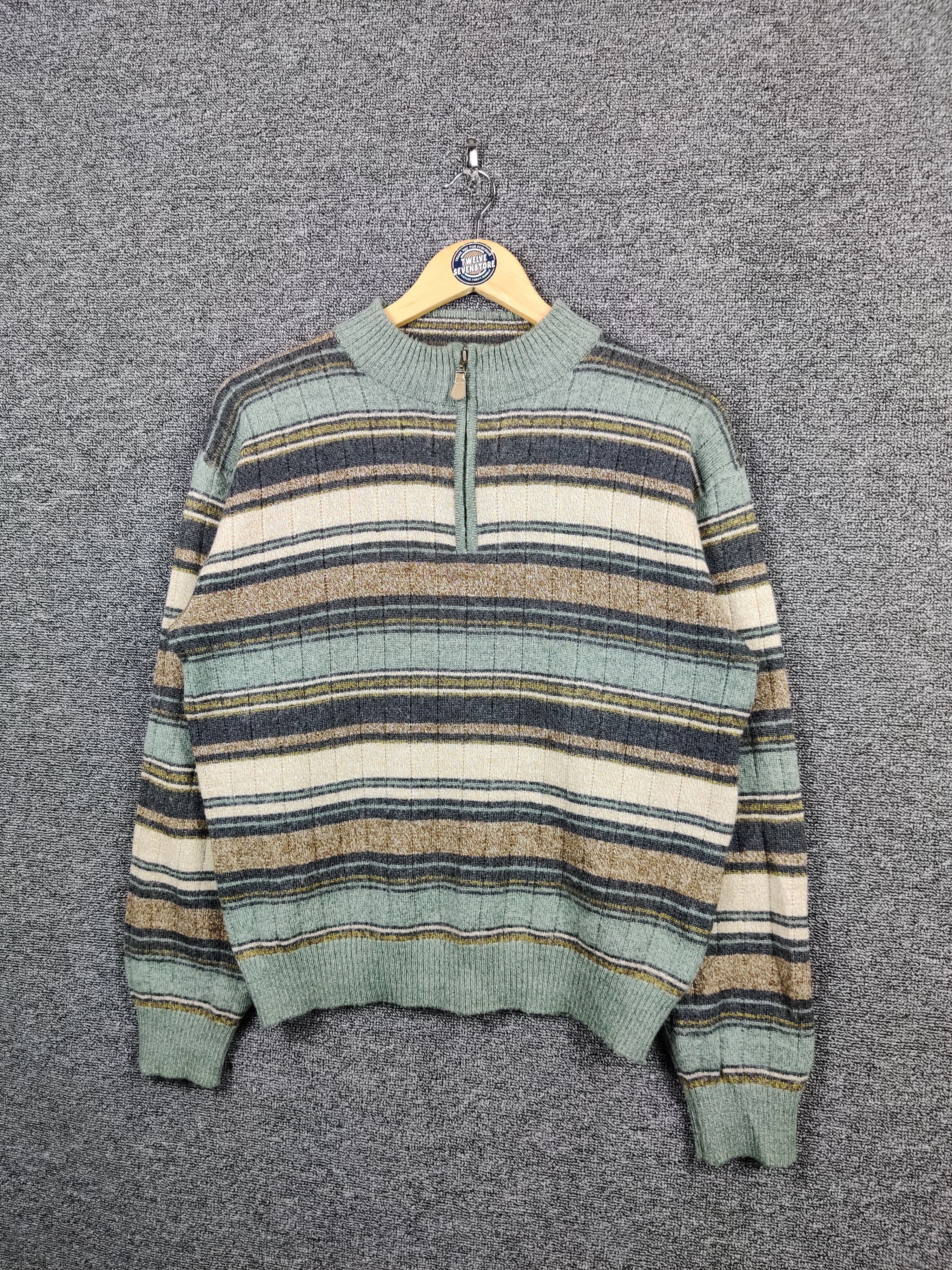 Japanese Brand Vintage Bay Hill Stripe Half Zipper Knit Sweater Size US L / EU 52-54 / 3 - 2 Thumbnail