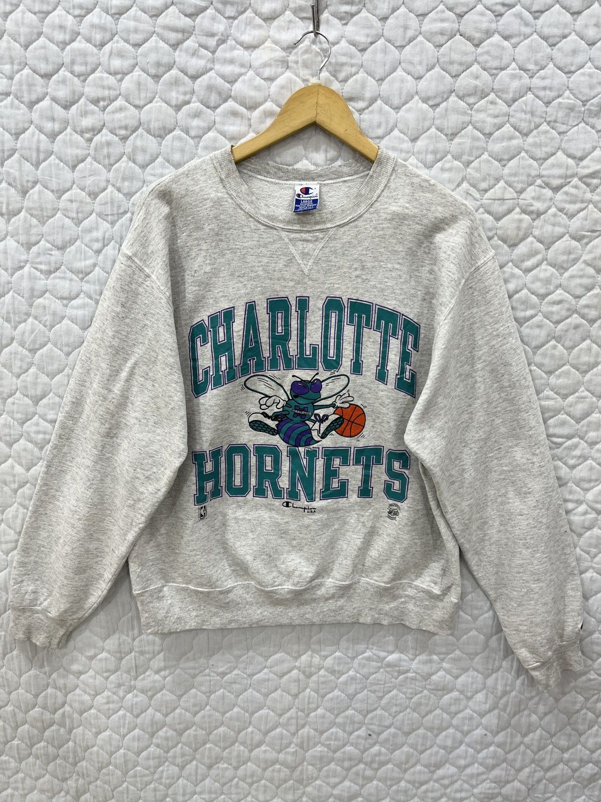 image of (Eeee).steals Vintage Champion Nba Charlotte Hornets, Men's (Size Large)