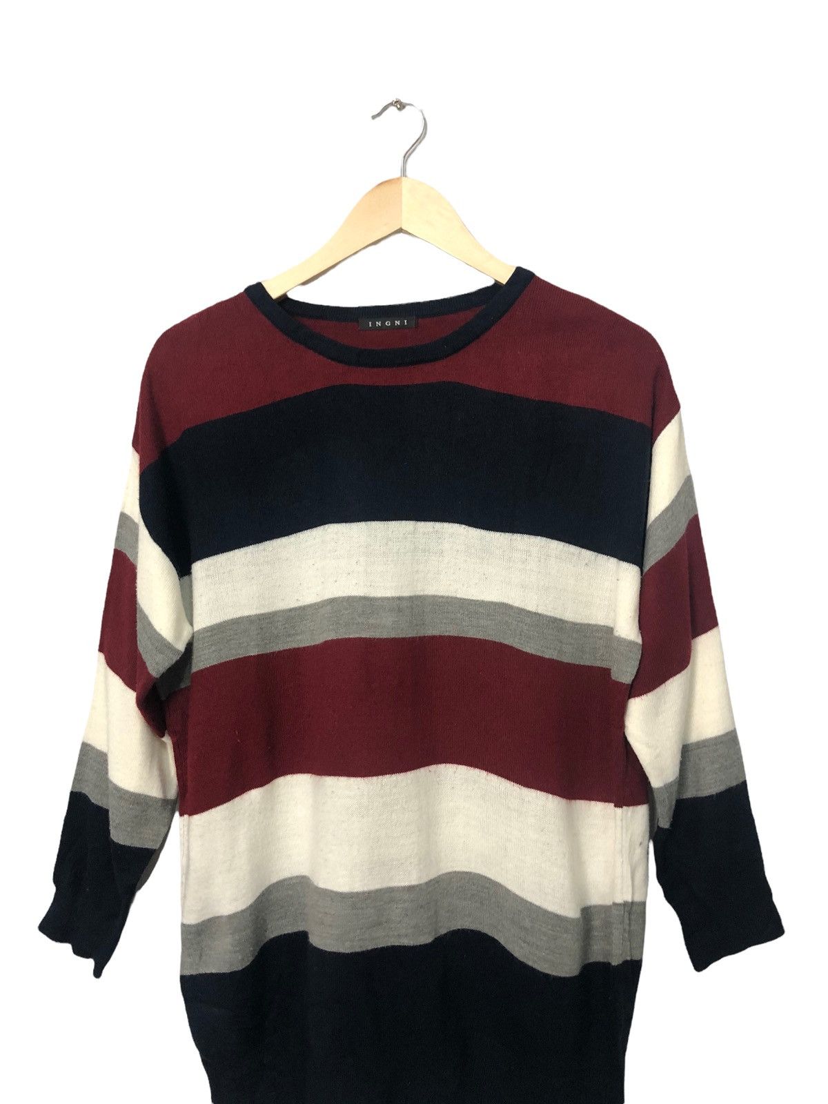 Aran Isles Knitwear Vintage Ingni Striped Crewneck Knitwear Sweater Jumper Size US L / EU 52-54 / 3 - 4 Thumbnail
