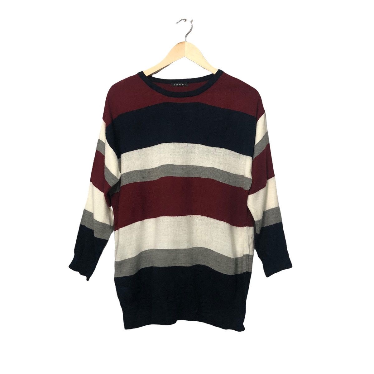 Aran Isles Knitwear Vintage Ingni Striped Crewneck Knitwear Sweater Jumper Size US L / EU 52-54 / 3 - 1 Thumbnail