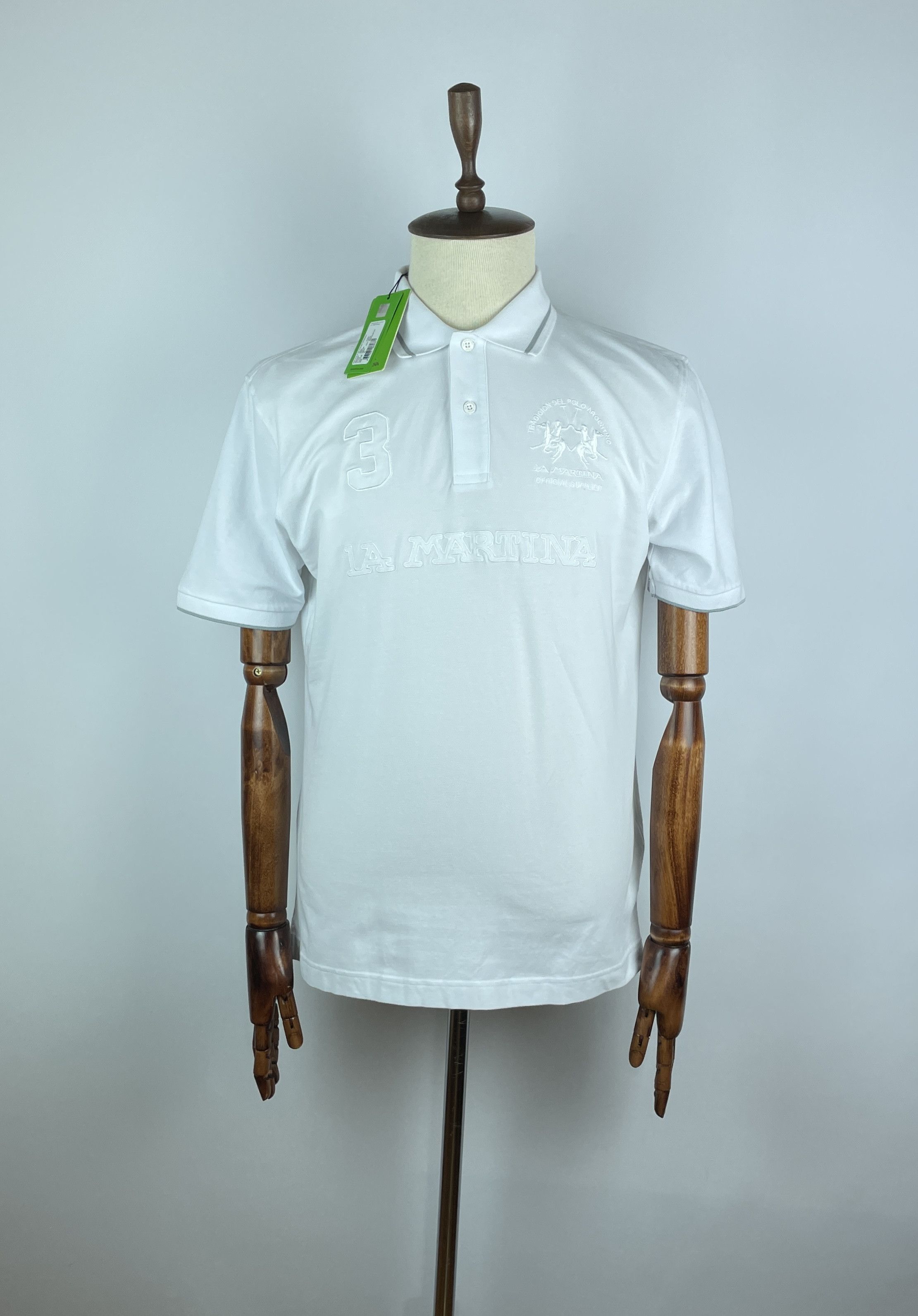 Men`s La Martina S/S Piquet Strectch Polo White Shirt SizeXL