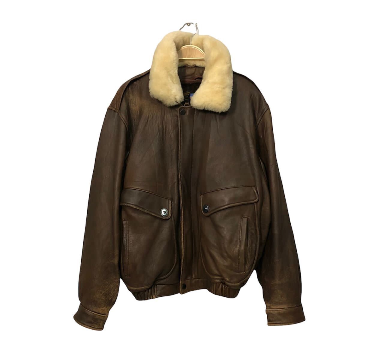 image of VTG U.s Armed Forces Aero Craft’S Zipper Ups Leather Jacket in Brown, Men's (Size Large)
