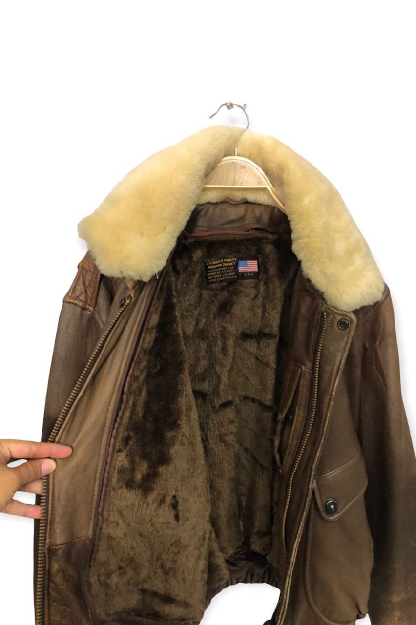 Vintage Vtg U.S Armed Forces Aero Craft’s Zipper Ups Leather Jacket Size US L / EU 52-54 / 3 - 5 Thumbnail