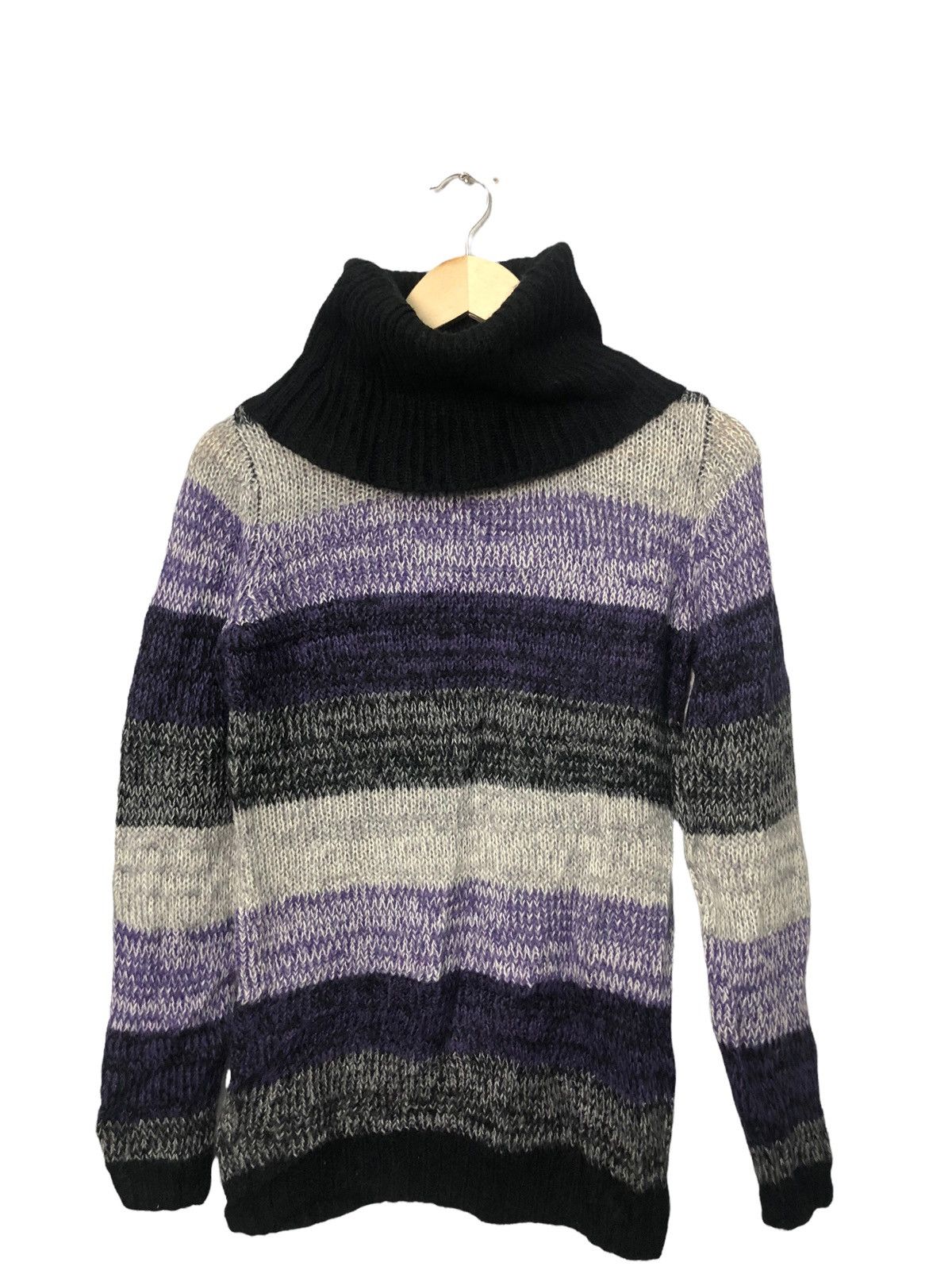 Aran Isles Knitwear × Homespun Knitwear Vintage Divided By H&M Turtle Neck Striped Knitwear Sweater Size US XS / EU 42 / 0 - 4 Thumbnail