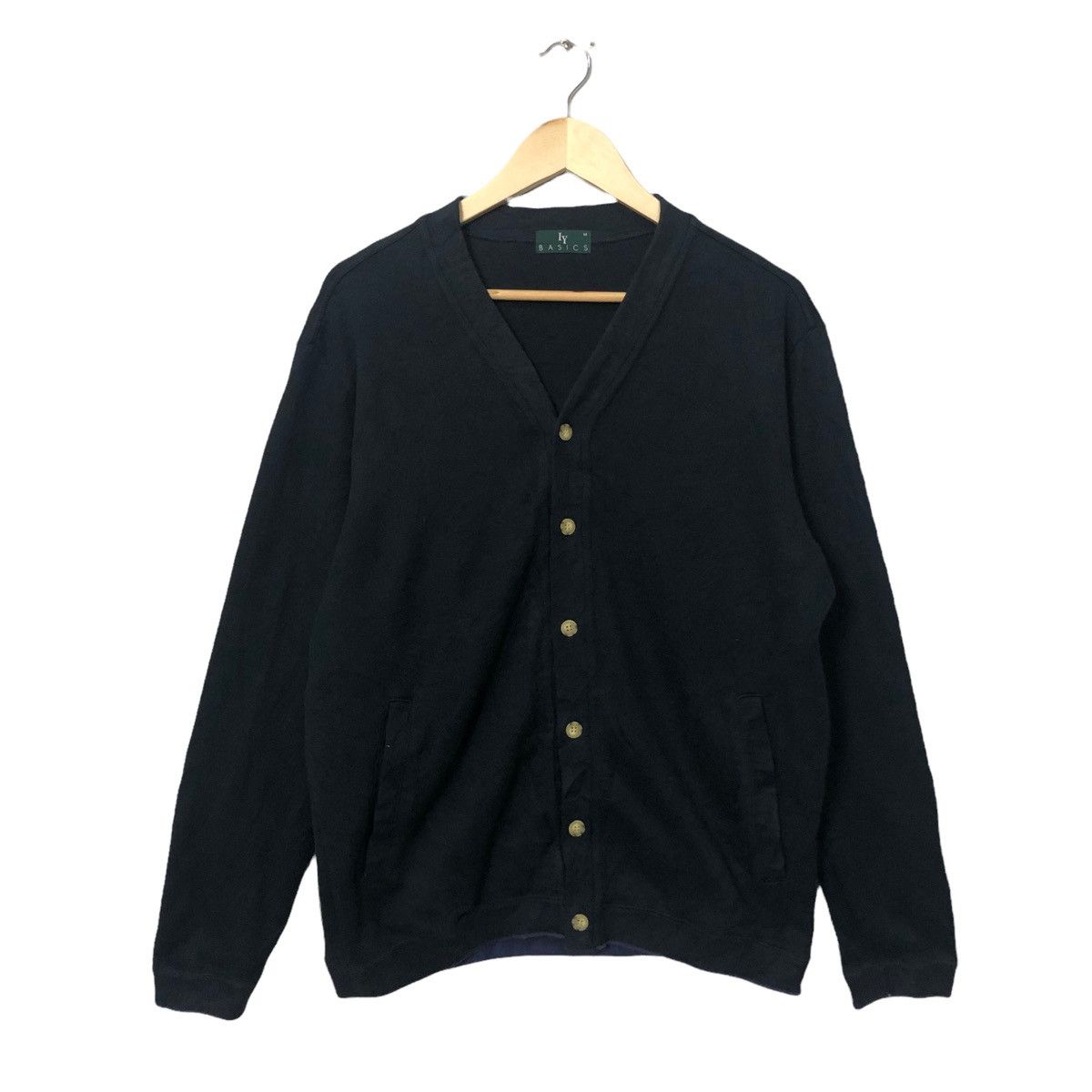 image of Kurt Cobain x Vintage VTG Iy Basics Inspired By Issey Miyake Button Up Cardigan in Blue (Size Mediu