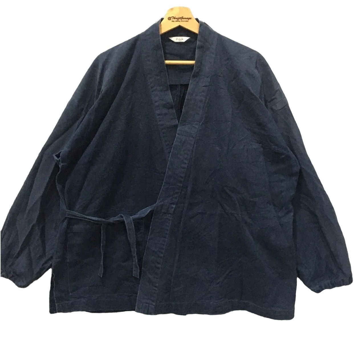 Japanese Brand Vintage Haori Hanten Indigo Kimono Rare Pocket Design Size US XL / EU 56 / 4 - 1 Thumbnail