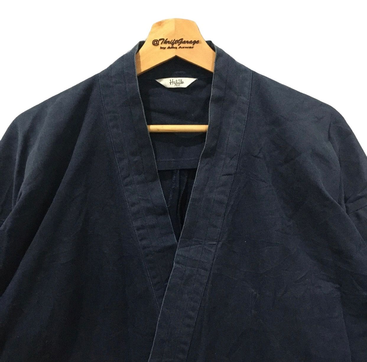 Japanese Brand Vintage Haori Hanten Indigo Kimono Rare Pocket Design Size US XL / EU 56 / 4 - 2 Thumbnail