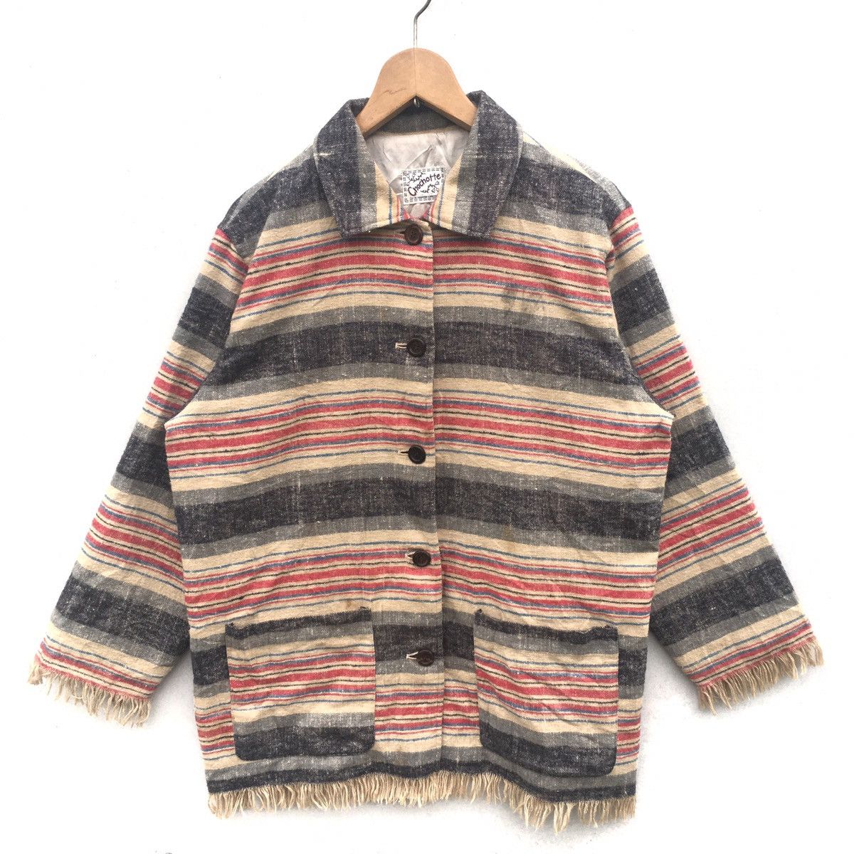 Japanese Brand Vintage Made in Japan Chochotte Stripes Raw Jacket Size US L / EU 52-54 / 3 - 1 Thumbnail