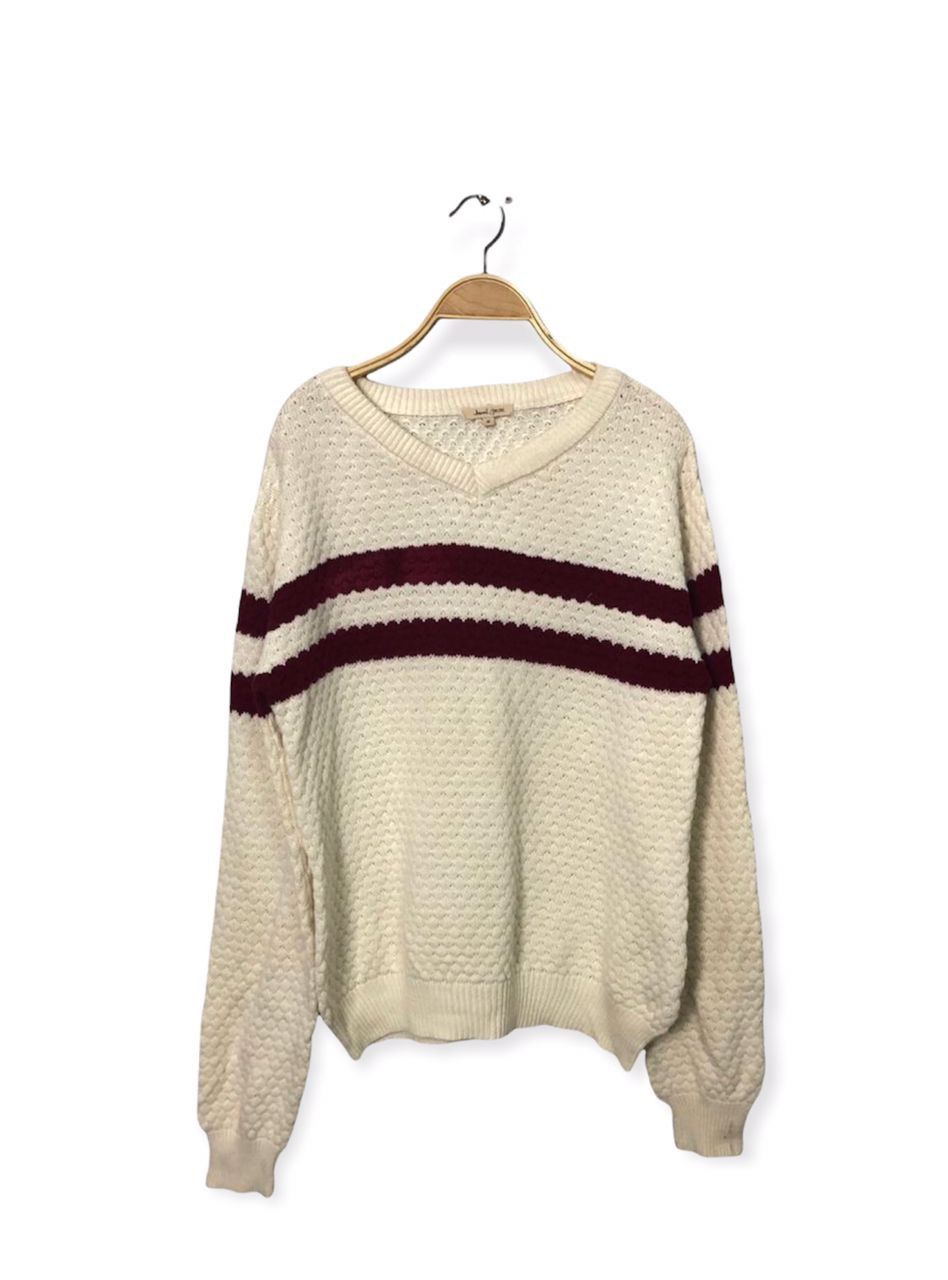 image of Aran Isles Knitwear x Coloured Cable Knit Sweater Vintage Avail Jean Knitwear Sweater Jumper in Whi