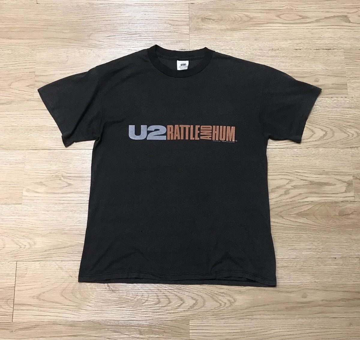 image of Band Tees x Vintage 1988 U2 Band Rattle And Hum Tee in Black, Men's (Size Medium)