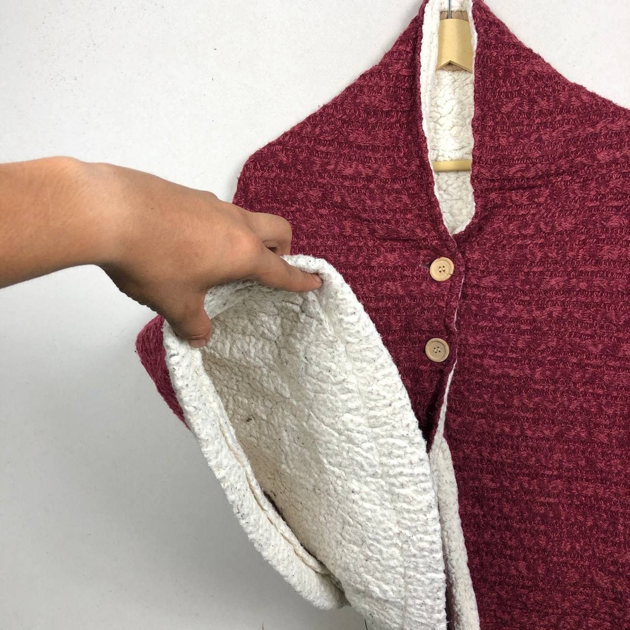 Cloak Rare!! Maroon Wool Poncho Capes Cloak Autumn Winter Size US M / EU 48-50 / 2 - 5 Thumbnail