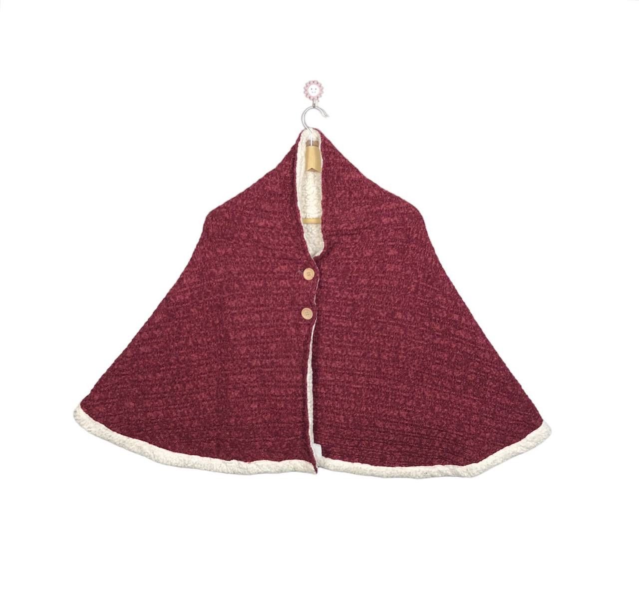 Cloak Rare!! Maroon Wool Poncho Capes Cloak Autumn Winter Size US M / EU 48-50 / 2 - 1 Thumbnail