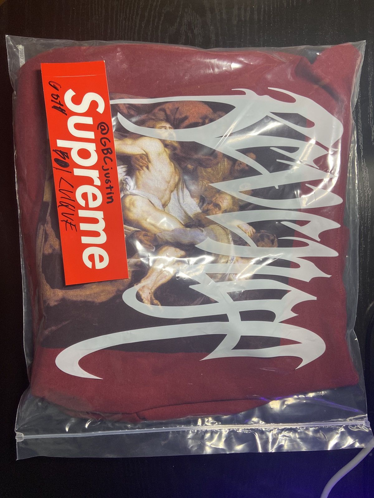 image of Revenge Entombment Hoodie in Burgundy, Men's (Size Medium)