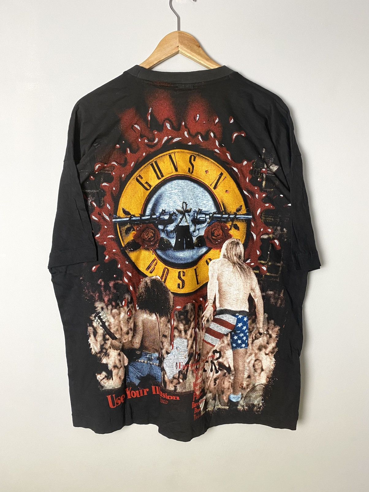 Image of Vintage 90's Veryrare Guns N Roses Use Your Illusion Band Tee in Black, Men's (Size XL)