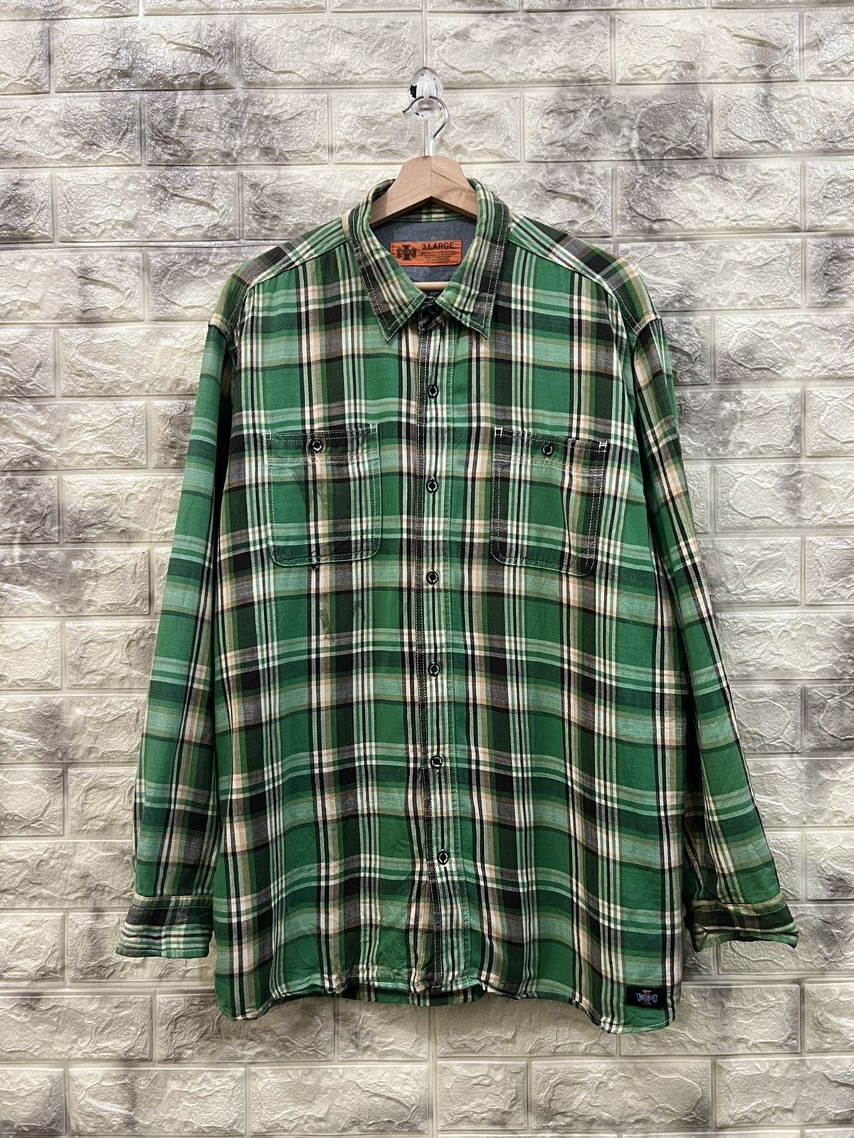 image of Open Dich Flannel in Green Flannel, Men's (Size Large)