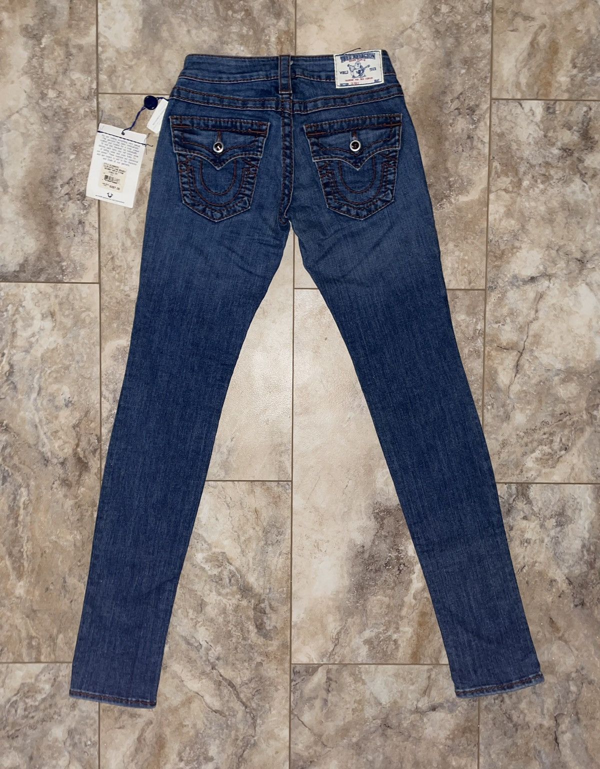image of True Religion Swarovski Crystal Jeans W Size 24 in Blue, Women's