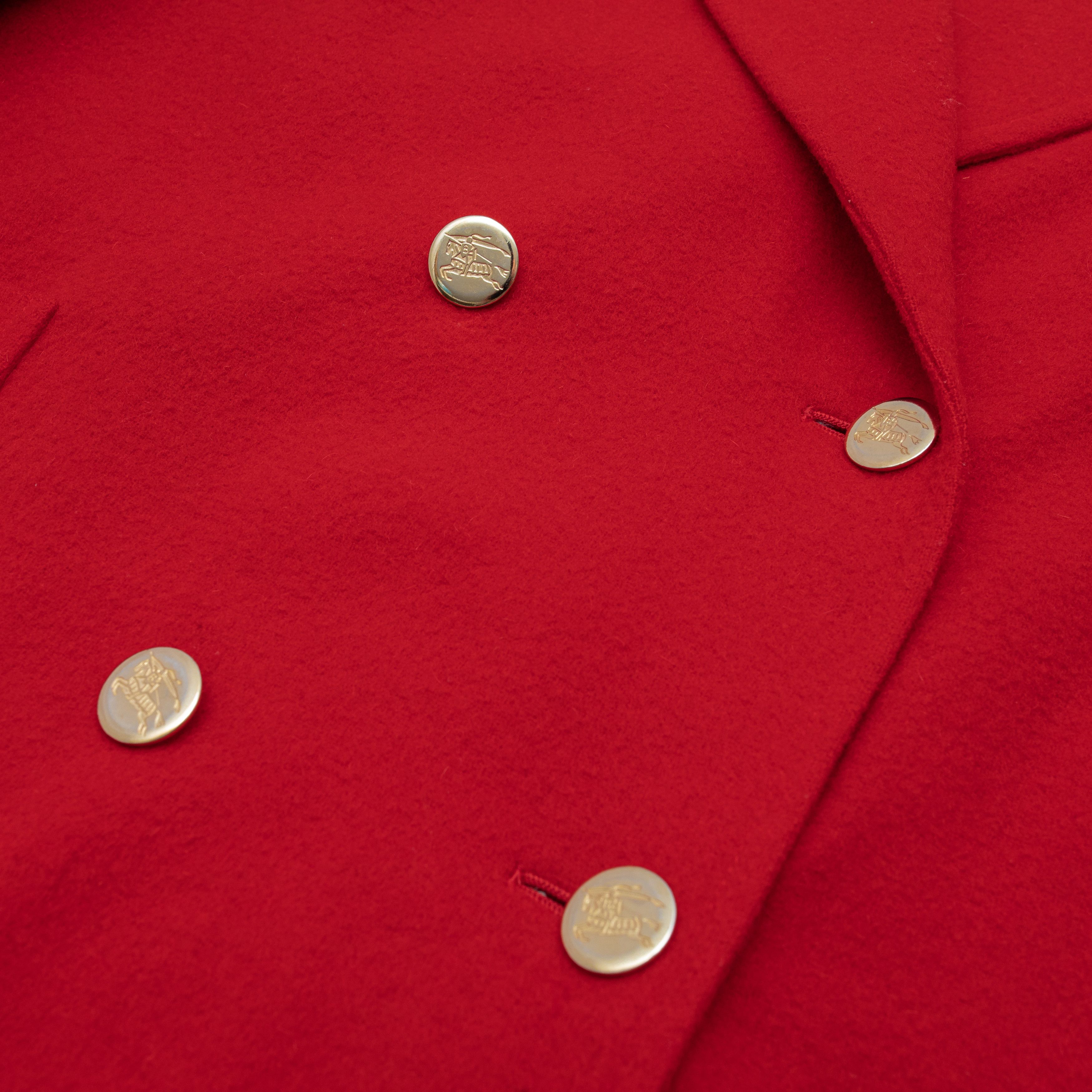 Burberry BURBERRYS Vintage Red Wool Peacoat Size L / US 10 / IT 46 - 3 Thumbnail