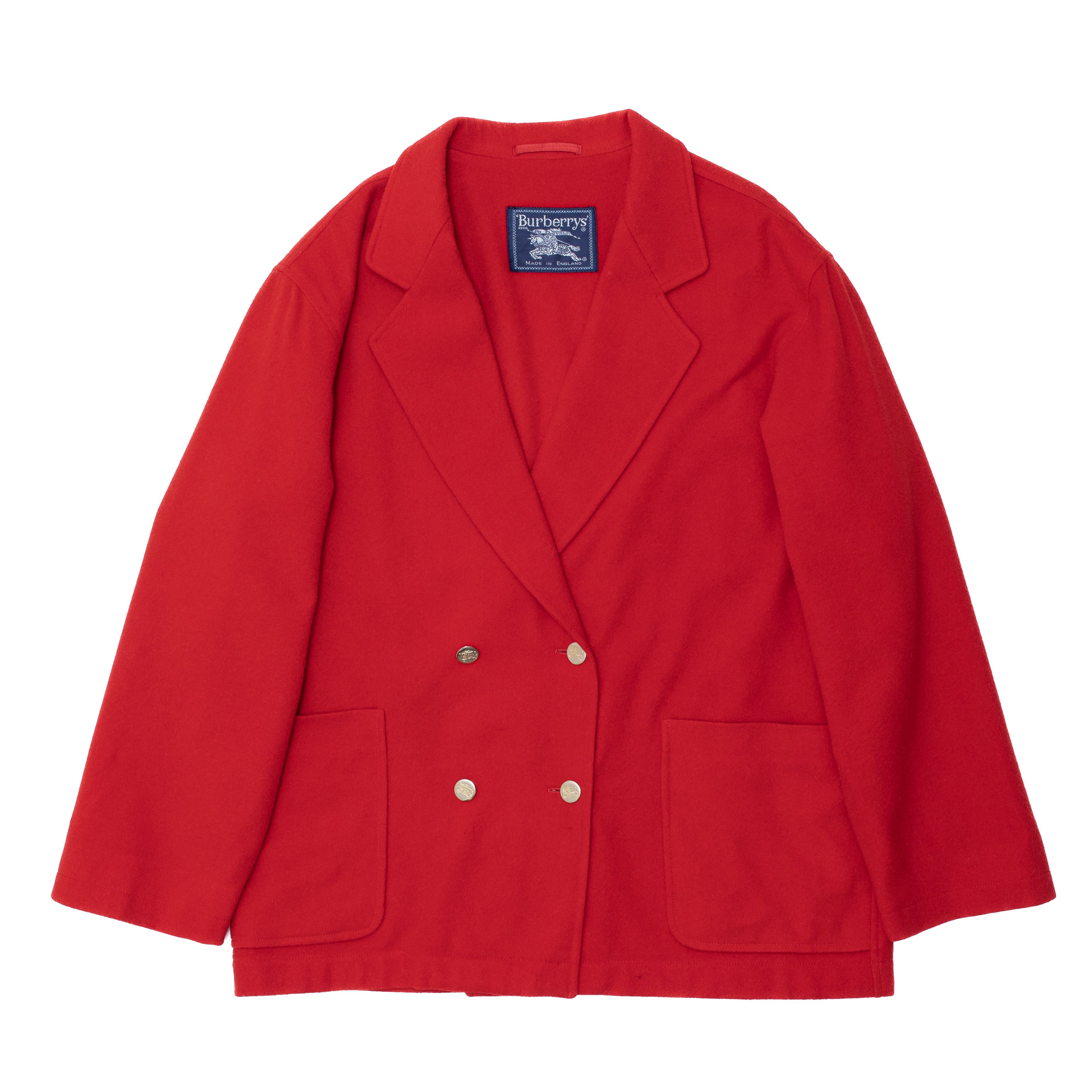 Burberry BURBERRYS Vintage Red Wool Peacoat Size L / US 10 / IT 46 - 1 Thumbnail