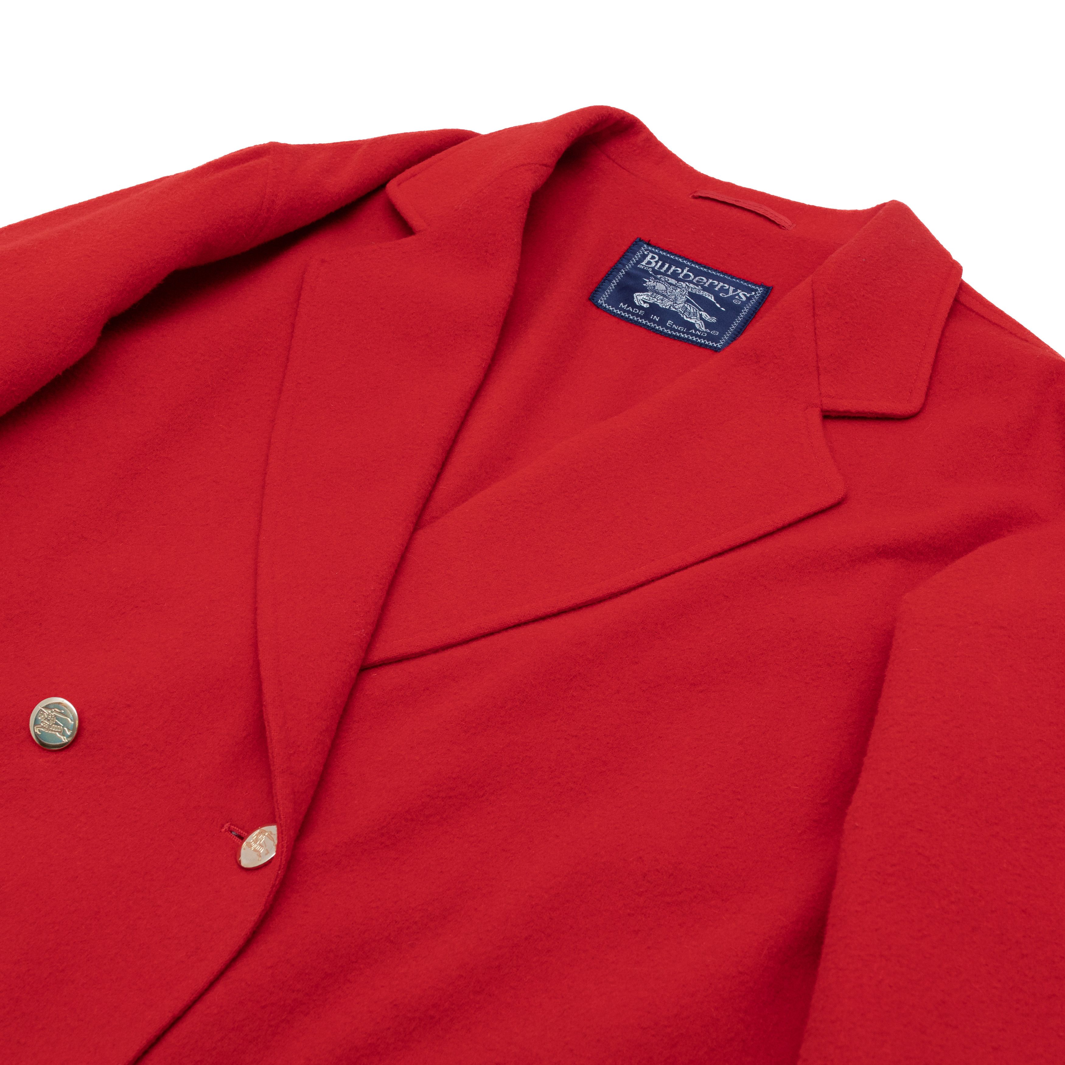 Burberry BURBERRYS Vintage Red Wool Peacoat Size L / US 10 / IT 46 - 2 Thumbnail