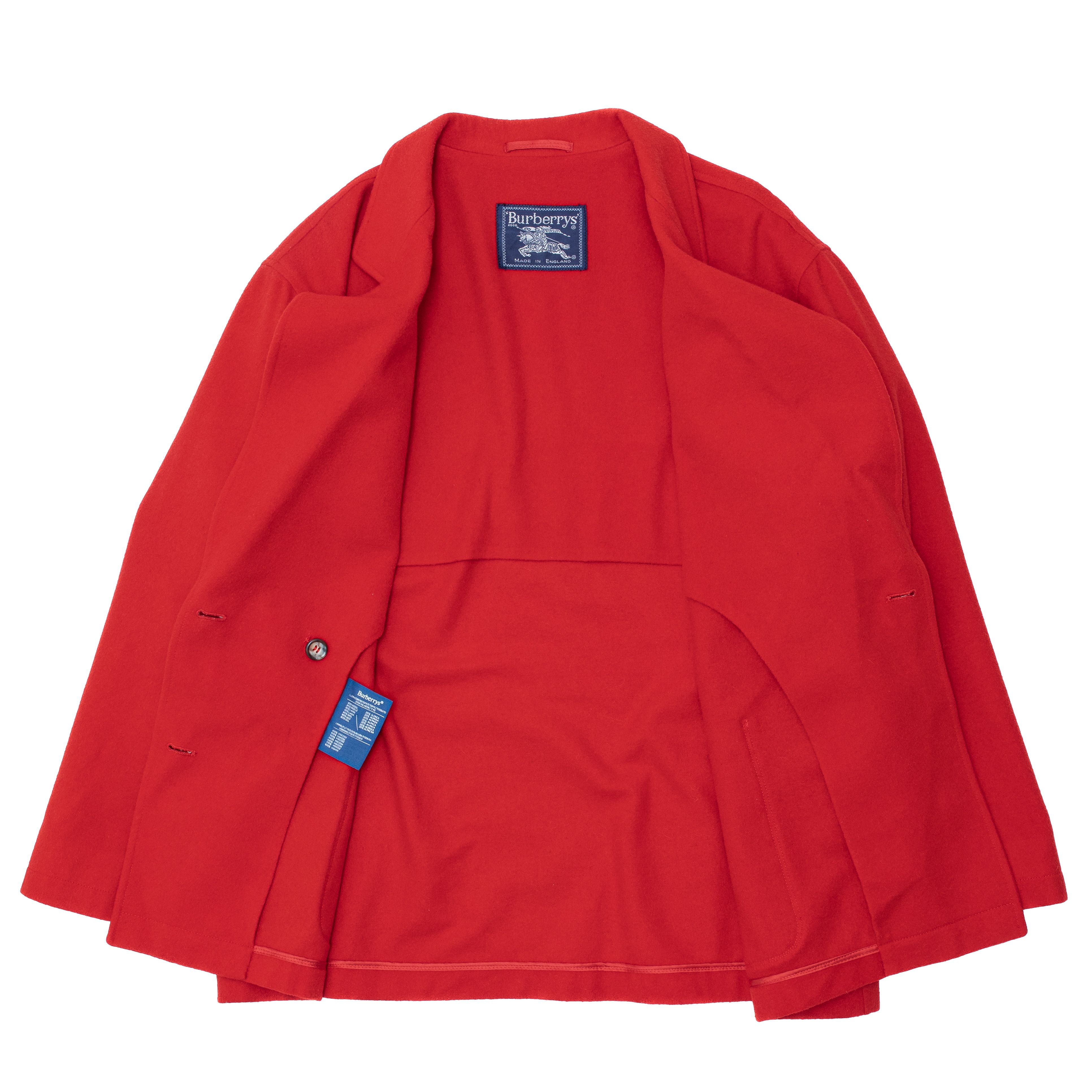 Burberry BURBERRYS Vintage Red Wool Peacoat Size L / US 10 / IT 46 - 7 Thumbnail