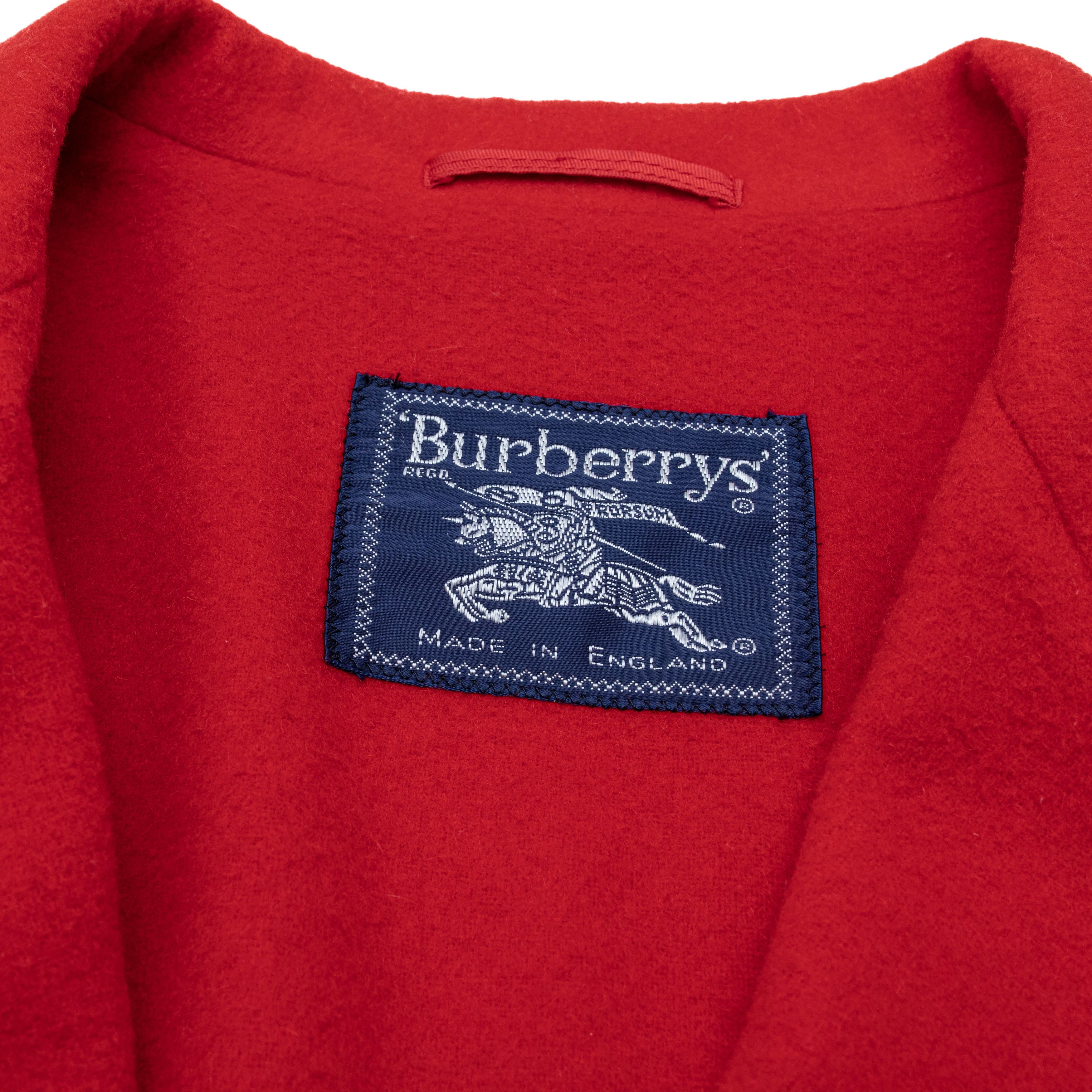 Burberry BURBERRYS Vintage Red Wool Peacoat Size L / US 10 / IT 46 - 4 Thumbnail