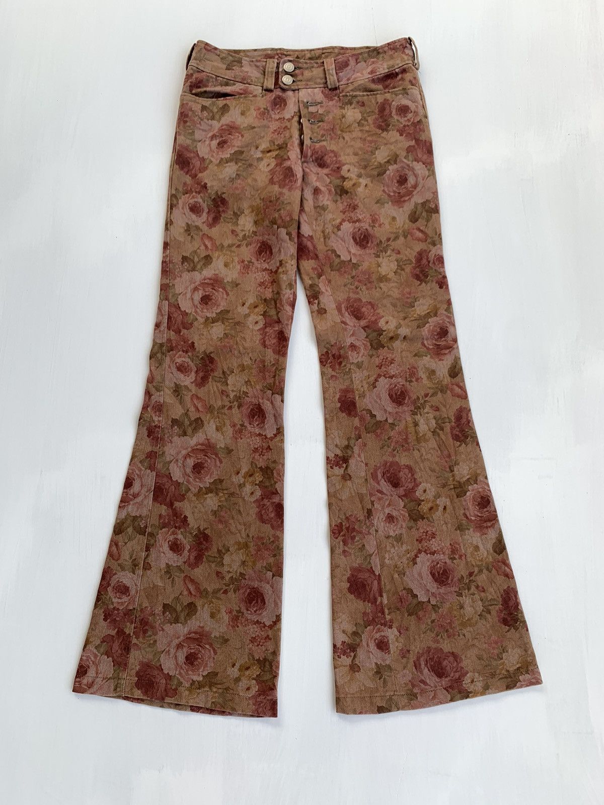 2000s Tornado mart japan Flare flower denim pants