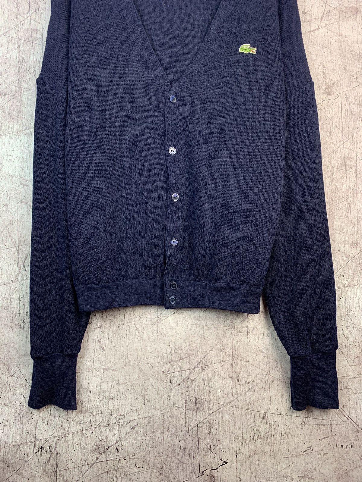 Lacoste Vintage Cardigan Buttons Wool Sweater Size US L / EU 52-54 / 3 - 3 Thumbnail