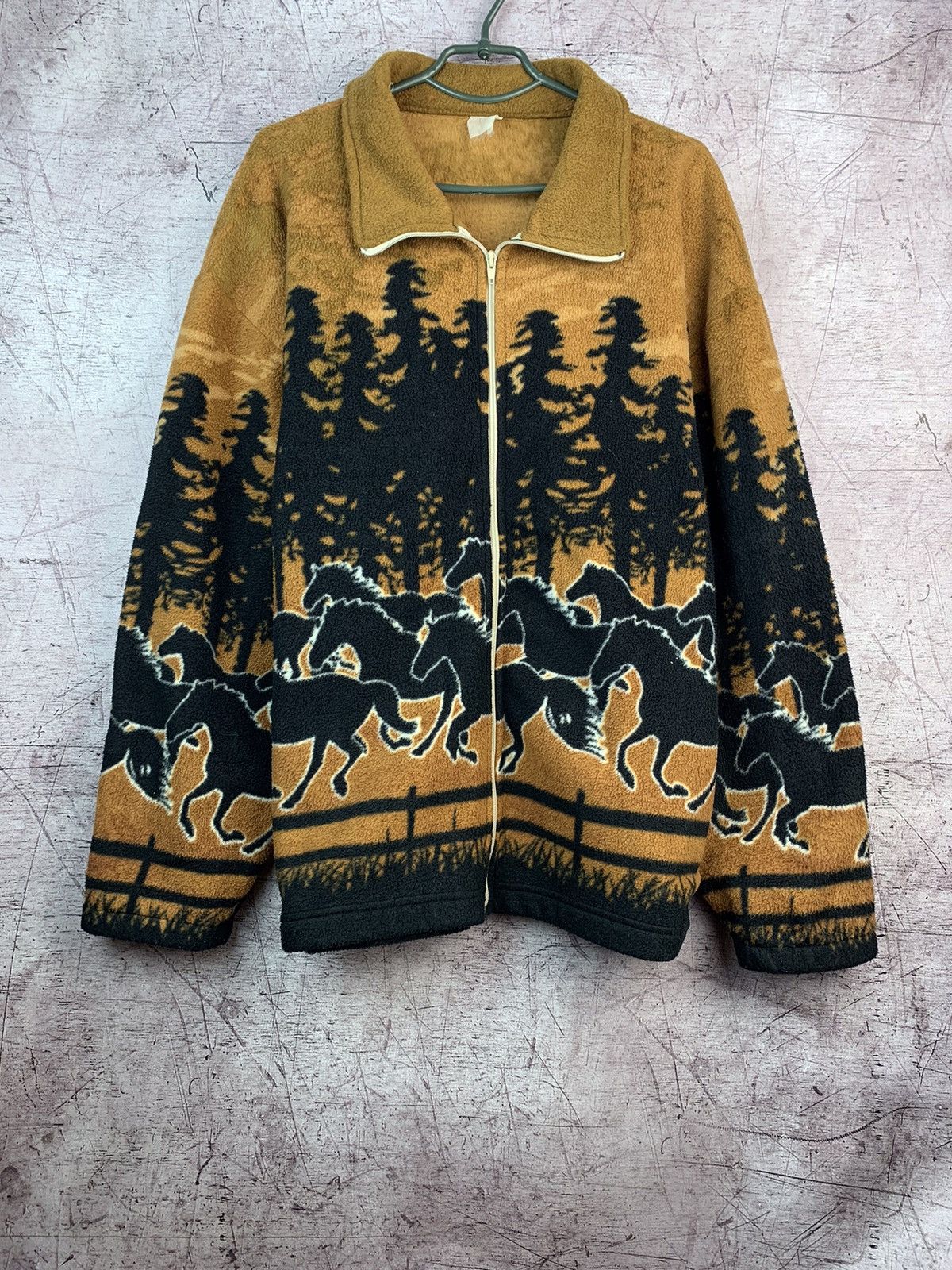 Vintage Animal Fleece Horse Printed Vintage 1990s Size US L / EU 52-54 / 3 - 1 Thumbnail