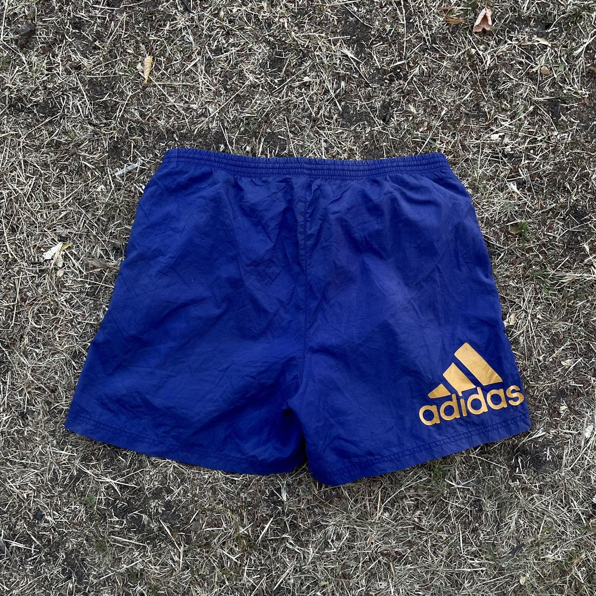 Vintage Vintage 90s Adidas Shorts Baggy Streetwear Blue Bleached 34 Size US 34 / EU 50 - 1 Thumbnail