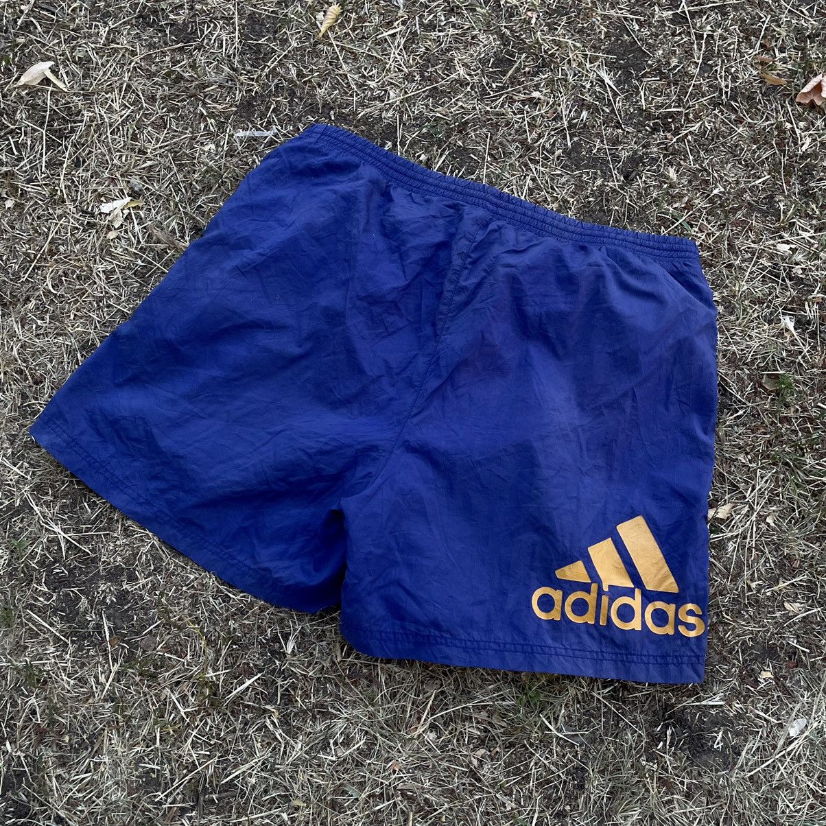 Vintage Vintage 90s Adidas Shorts Baggy Streetwear Blue Bleached 34 Size US 34 / EU 50 - 2 Thumbnail
