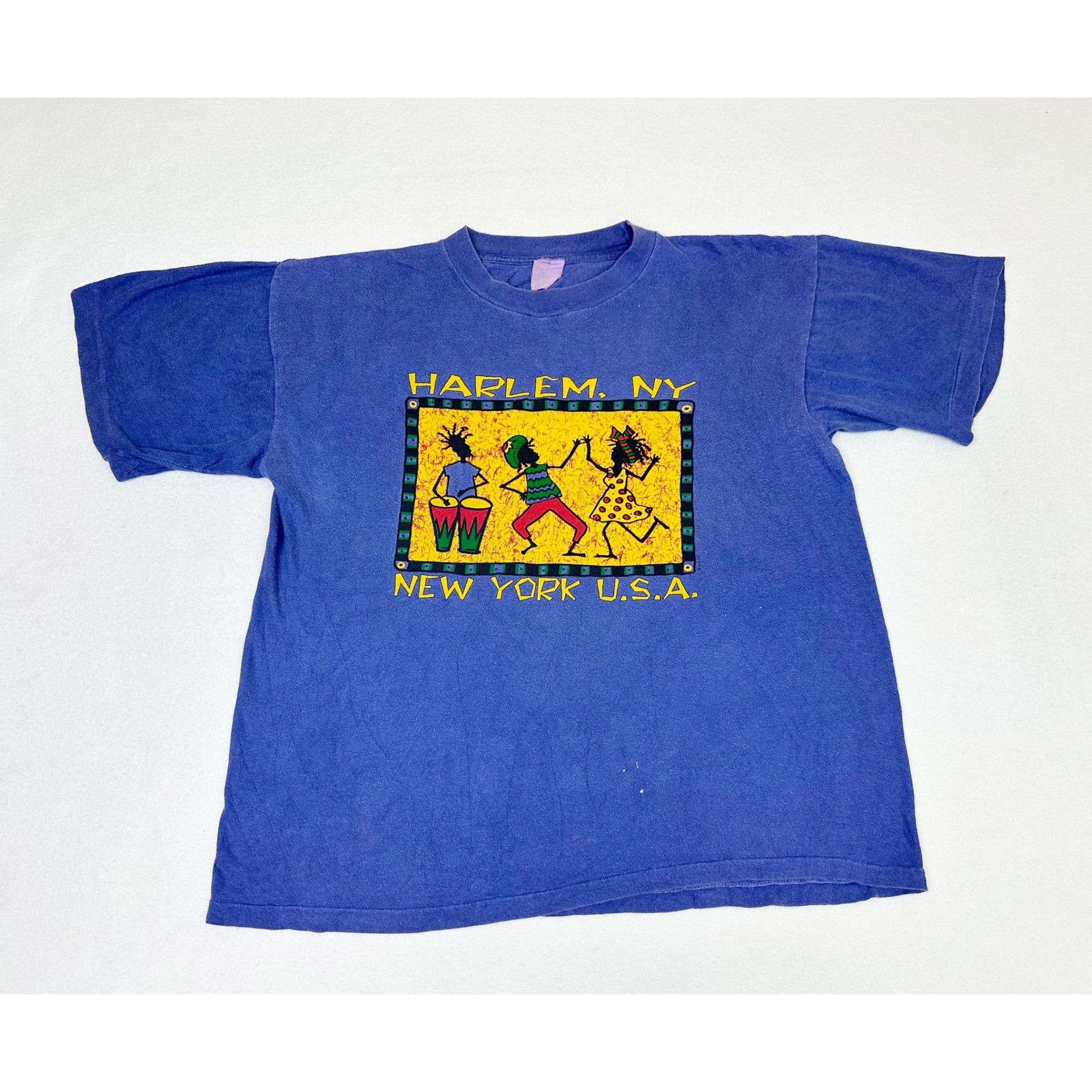 Vintage Vintage 90s Harlem New York T-Shirt Rasta Purple Single Stit Size US L / EU 52-54 / 3 - 2 Preview