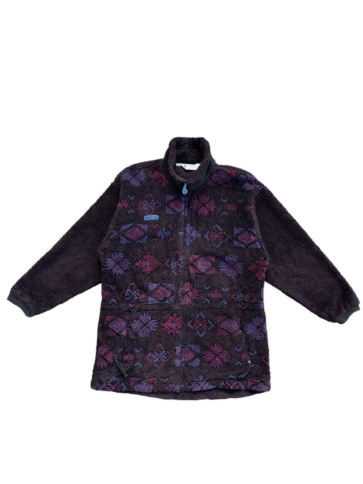 Columbia Jacquard Deep Pile Floral Fleece Blouson Jacket