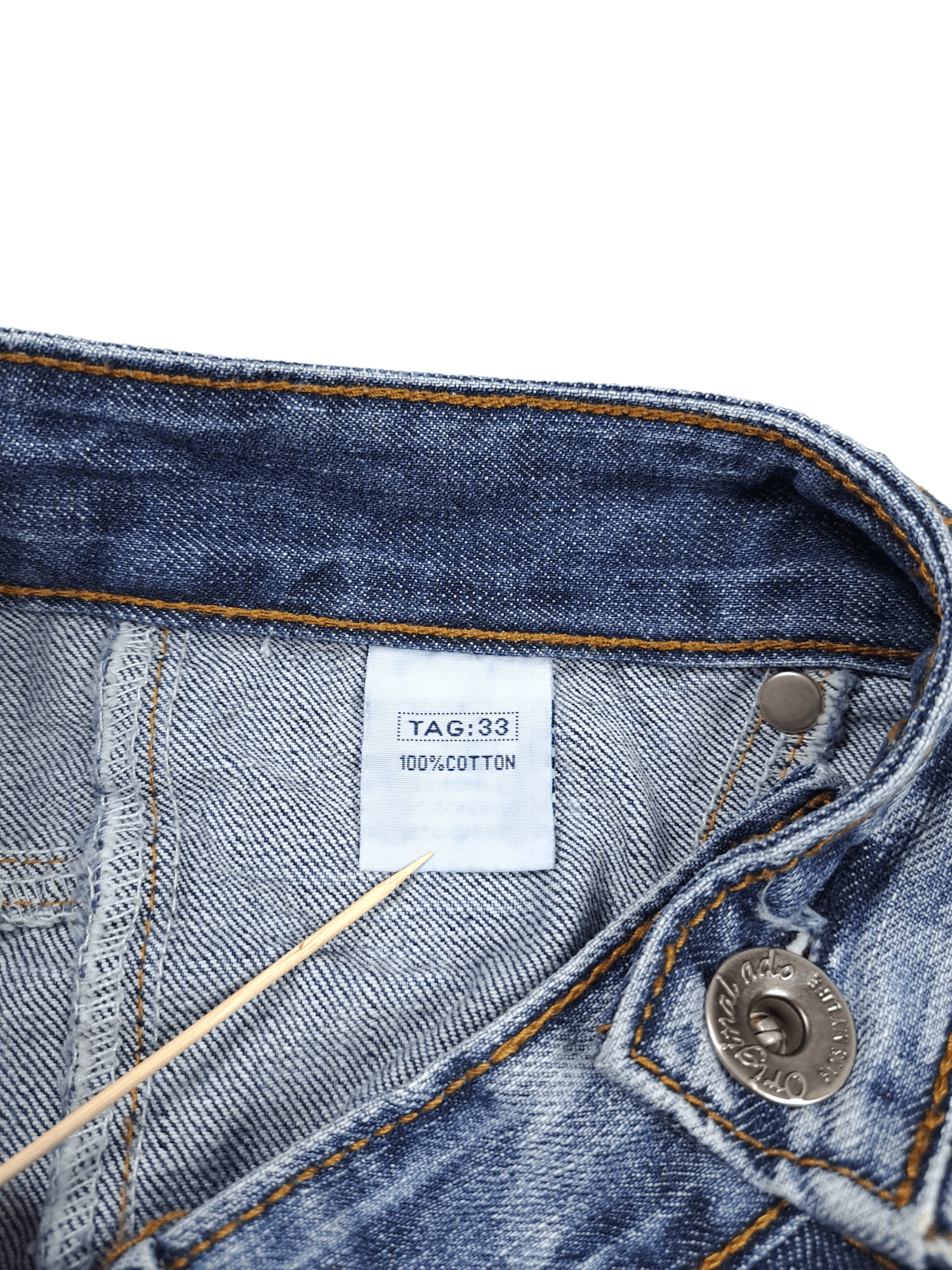 Vintage 💎 Vintage 33 Evisu Style Drip Swag Washed Blue Denim Jeans Size US 33 - 5 Thumbnail