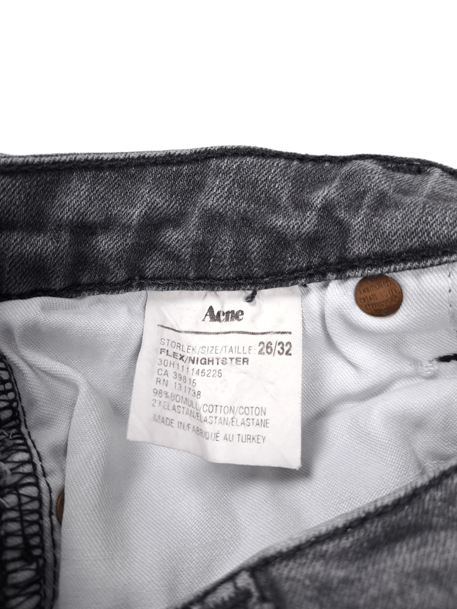 Acne Studios × Designer .Acne Studios Skinny 26/32 "Flex Nighster" Gray Denim Jeans Size 26" / US 2 / IT 38 - 5 Thumbnail