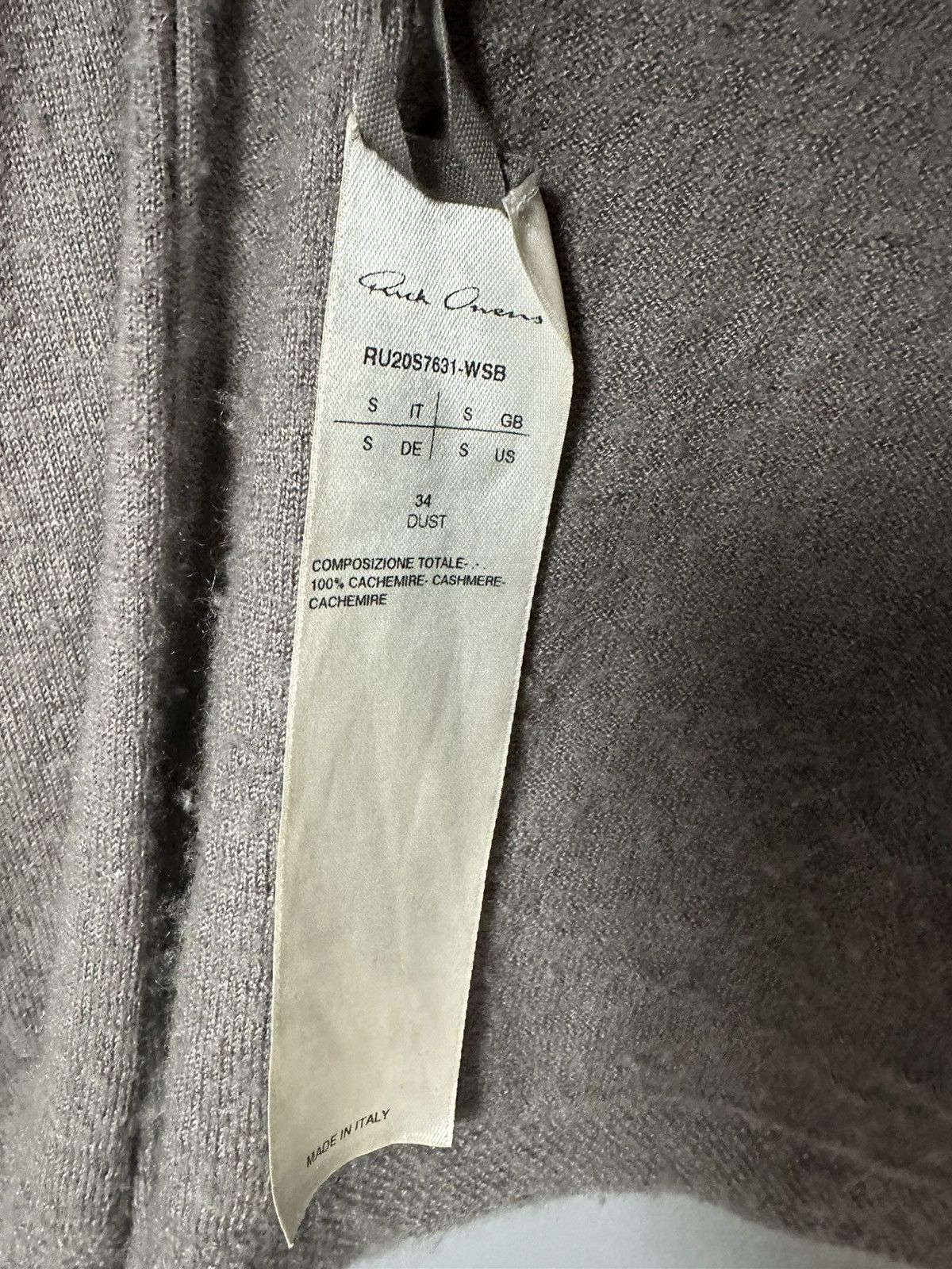 Rick Owens SS20 ‘TECUATL’ Dust Boiled Cashmere Cardigan Size US S / EU 44-46 / 1 - 5 Thumbnail