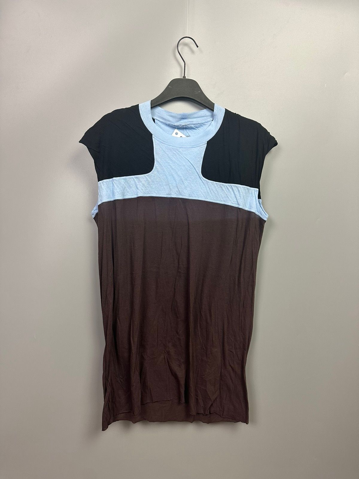 Pre-owned Rick Owens Ss20 ‘tecuatl' Unstable Cotton Combo Tank Top In Black/powder Blue/blood