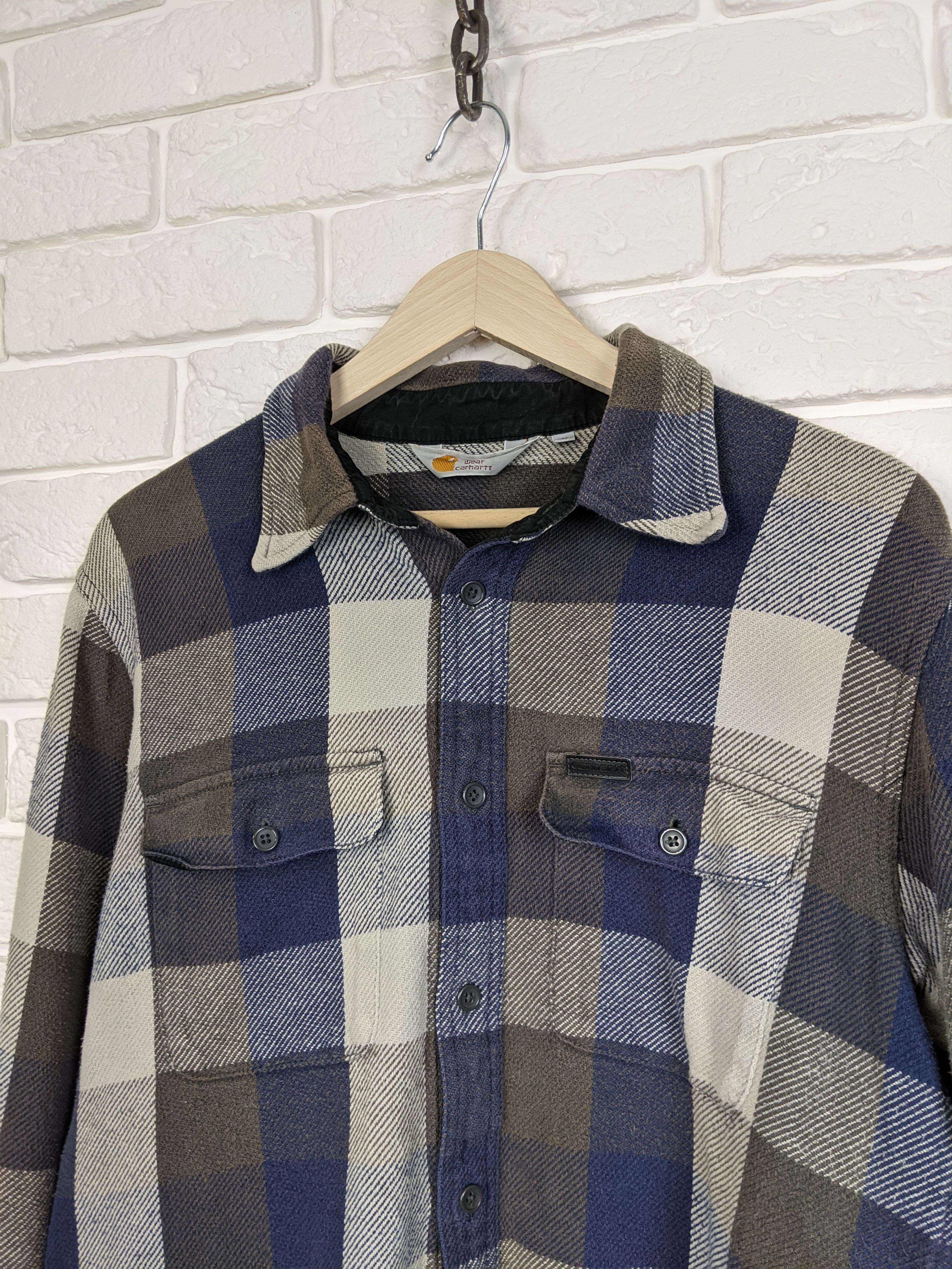 Carhartt × Carhartt Wip × Vintage Carhartt Blue/Gray/Brown Flannel Shirt Size M Size US M / EU 48-50 / 2 - 2 Thumbnail