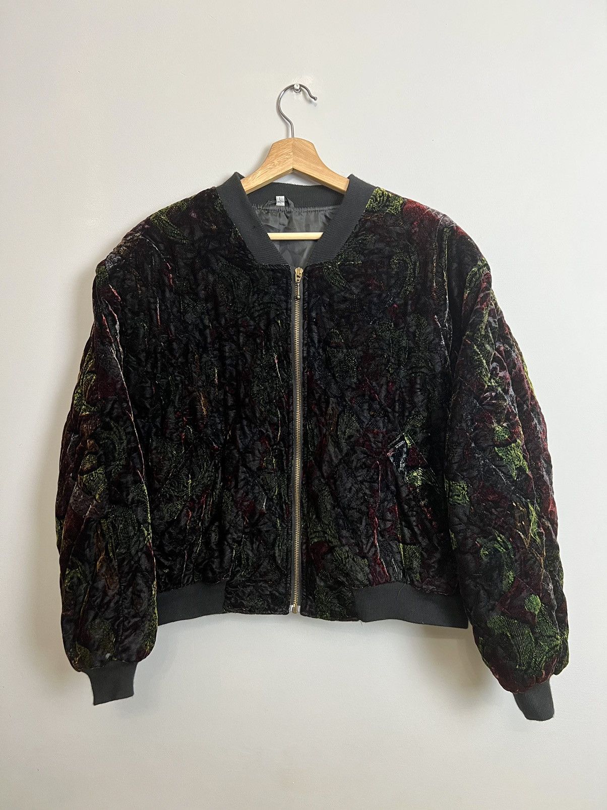 Vintage Rare Vintage Unbranded Avant Garde Velvet Opti Bomber Jacket Size US M / EU 48-50 / 2 - 1 Thumbnail