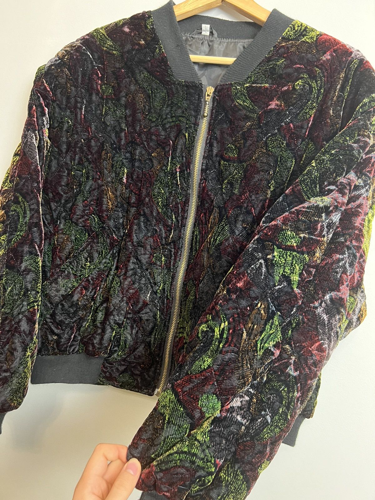 Vintage Rare Vintage Unbranded Avant Garde Velvet Opti Bomber Jacket Size US M / EU 48-50 / 2 - 5 Thumbnail