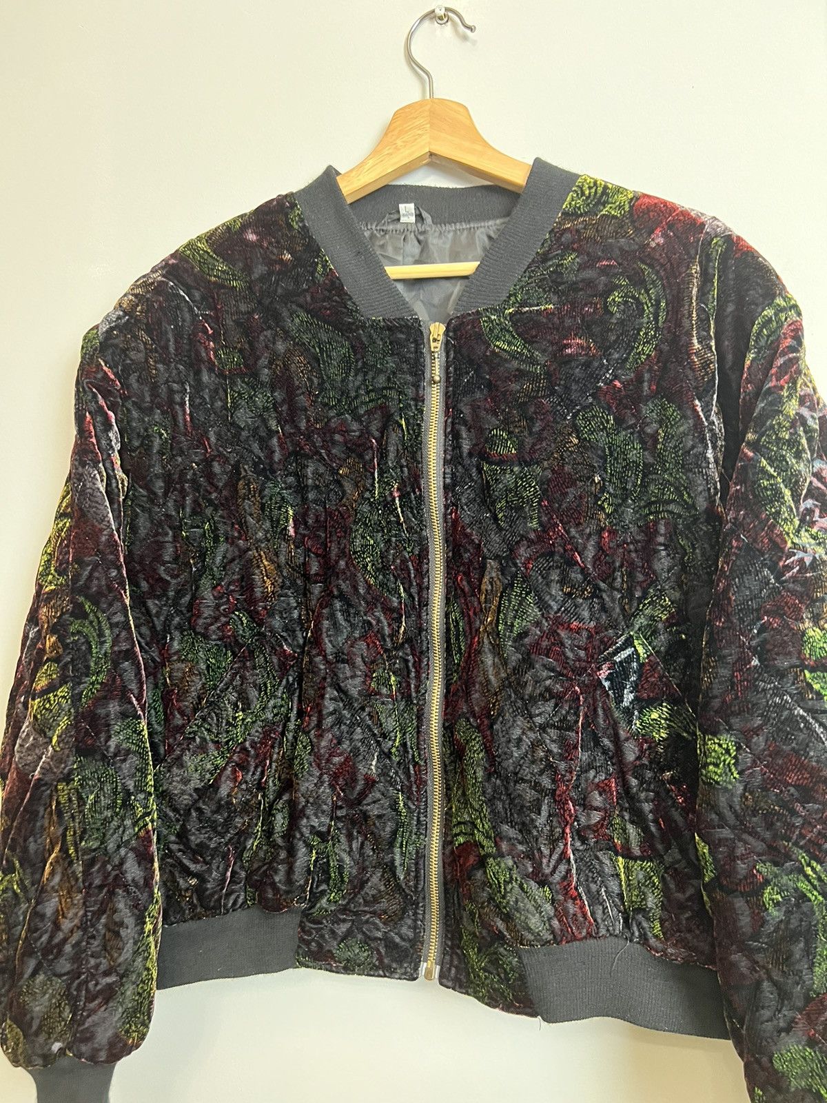 Vintage Rare Vintage Unbranded Avant Garde Velvet Opti Bomber Jacket Size US M / EU 48-50 / 2 - 3 Thumbnail