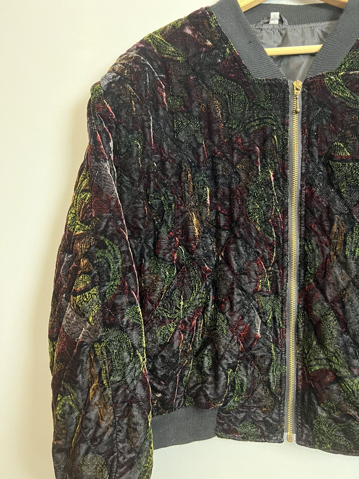 Vintage Rare Vintage Unbranded Avant Garde Velvet Opti Bomber Jacket Size US M / EU 48-50 / 2 - 6 Thumbnail