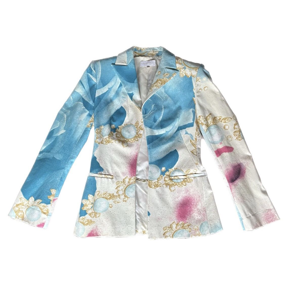 Roberto Cavalli Roberto Cavalli Rare multicolored face printed cotton blazer Size S / US 4 / IT 40 - 1 Thumbnail